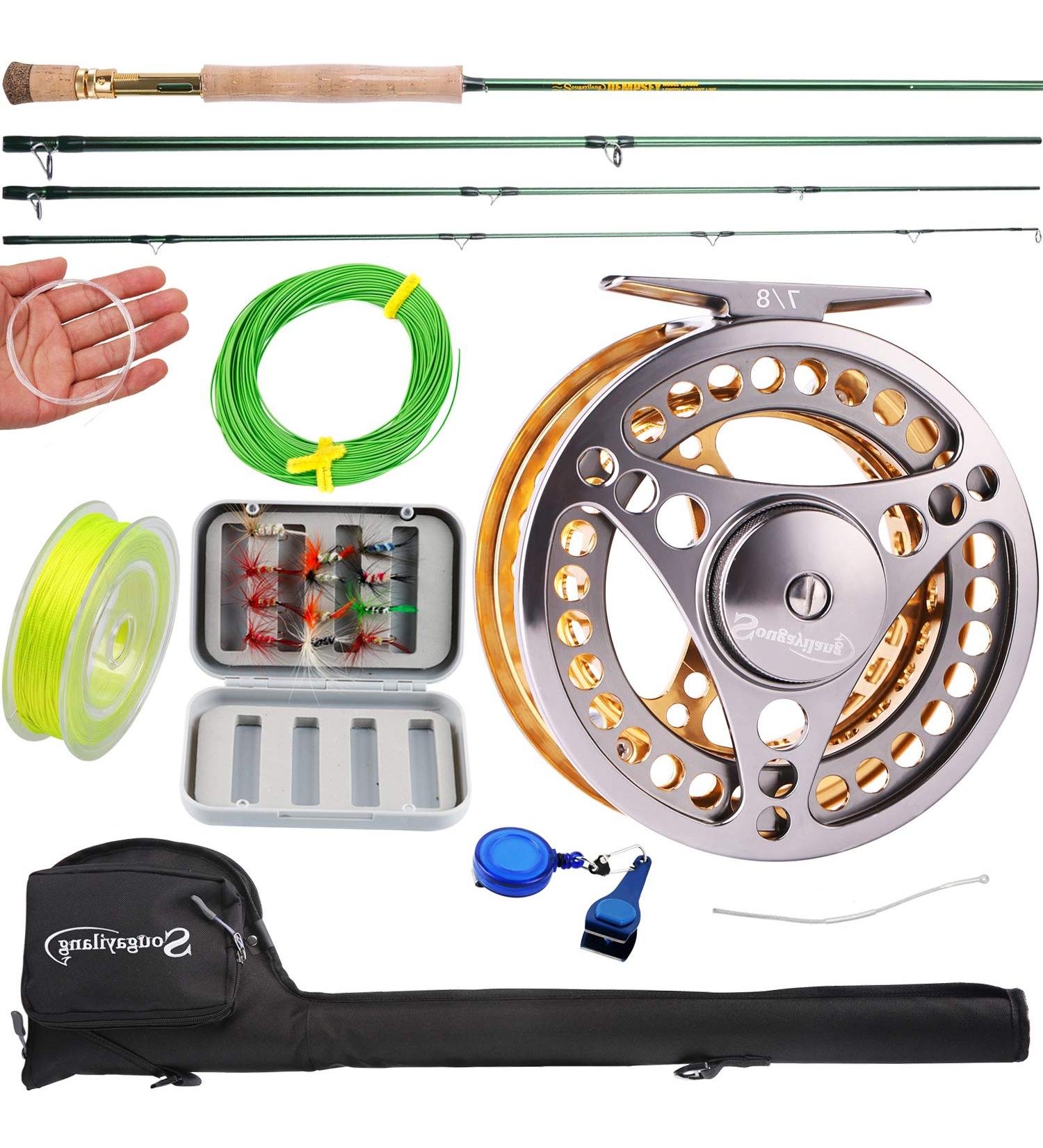 Buy Soougayilang Flyfish Rod Roll Combo Lightweight Portable Fly Rod & CNC Aluminum Roller Complete Starter Package Golden 7/8 - International Shipping Available - Buy Online on GoSupps.com