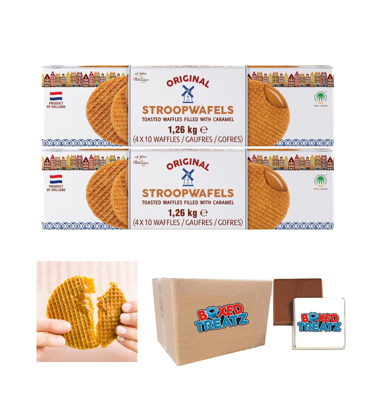 Le Chic Patissier Stroopwafels - 80 Pack (2 x 40 Pack) Filled with Caramel Syrup the Perfect Snack a Taste of Netherlands' Tradition - Boxed Treatz - Buy Online on GoSupps.com