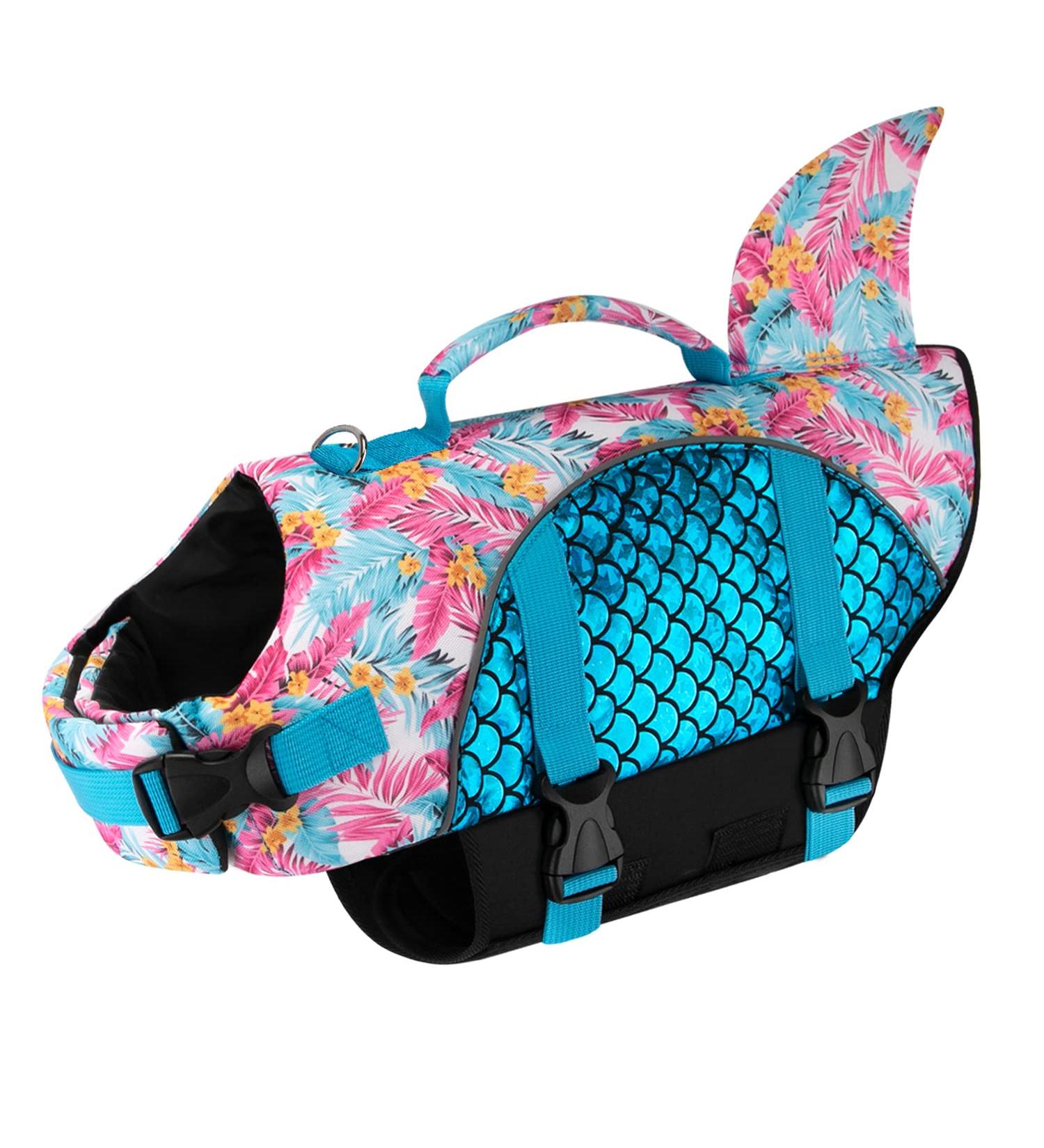 Shop Eyin Shark Shape Dog Swimming Vest | XL Blue - Strong Buoyancy & Adjustable Size for Safe Swimming & Boating - Buy Online on GoSupps.com