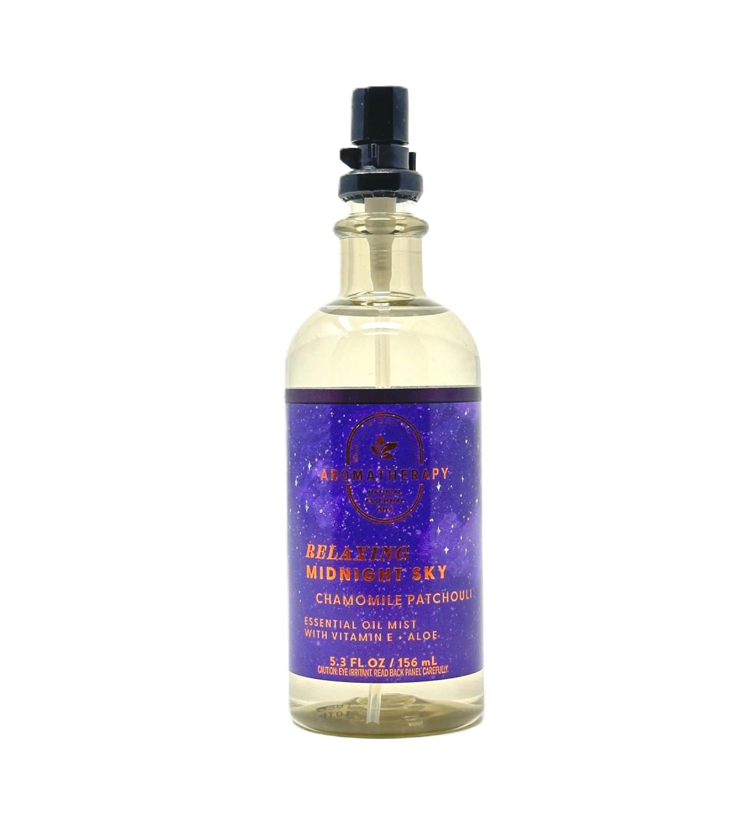 Bath and Body Relaxing Midnight Sky Chamomile Patchouli Essential Oil Mist with Vitamin E + Aloe 5.3 Fl oz / 165 ml Pack of 1
