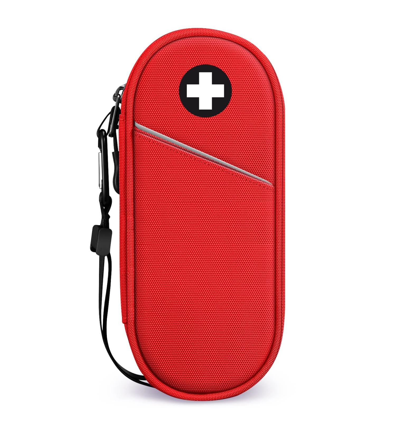 Sithon Epipen Carrier Bag - Portable Emergency Pocket Organizer for 2 Epipens Asthma Inhaler & Allergy Essentials (Red) - International Shipping Available - Buy Online on GoSupps.com