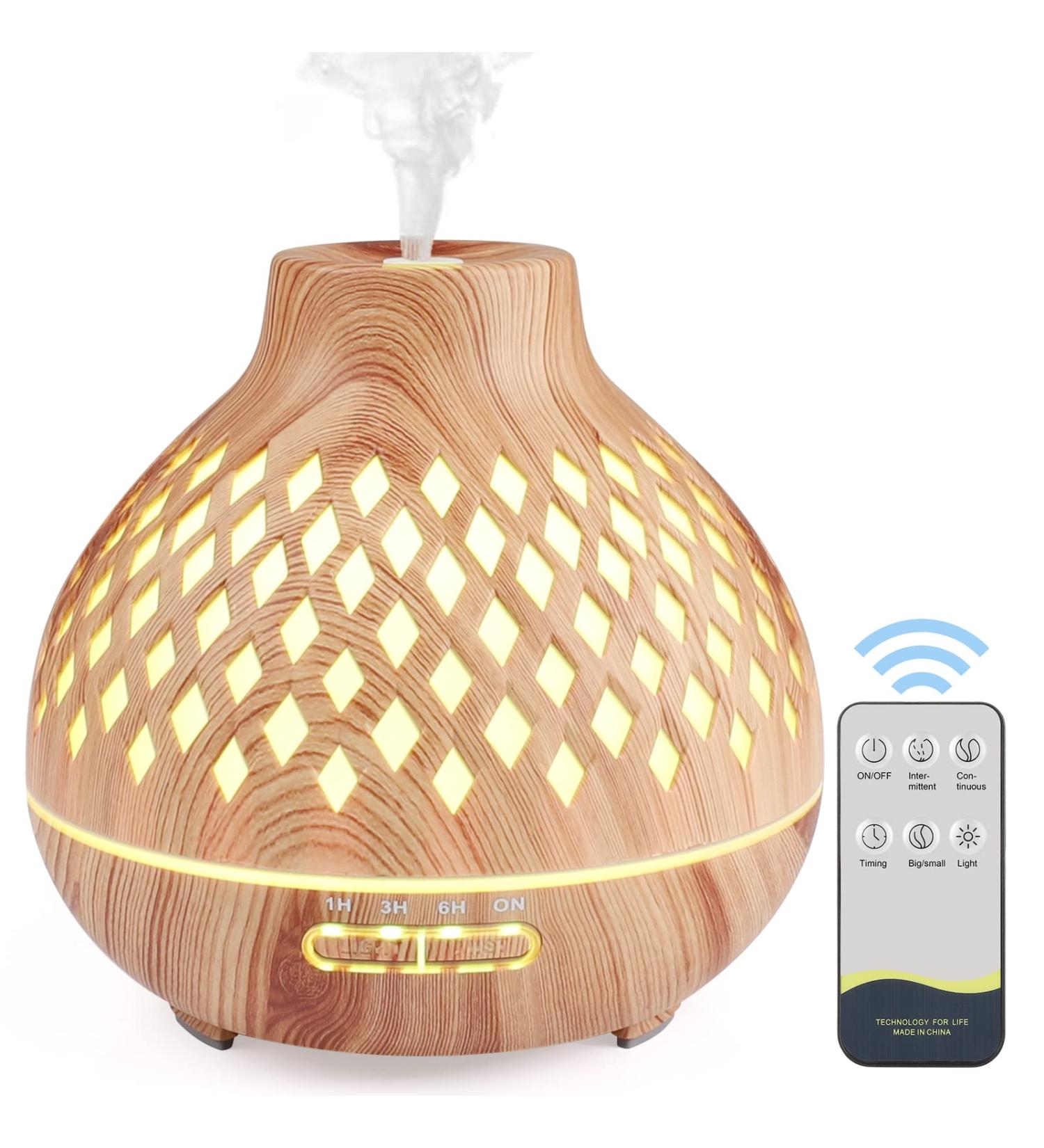 Czemo 400ml Aroma Diffuser - Ultrasonic Humidifier & Fragrance Lamp with Remote Control | 14 LED Colors for Yoga Office & Bedroom - Buy Online on GoSupps.com