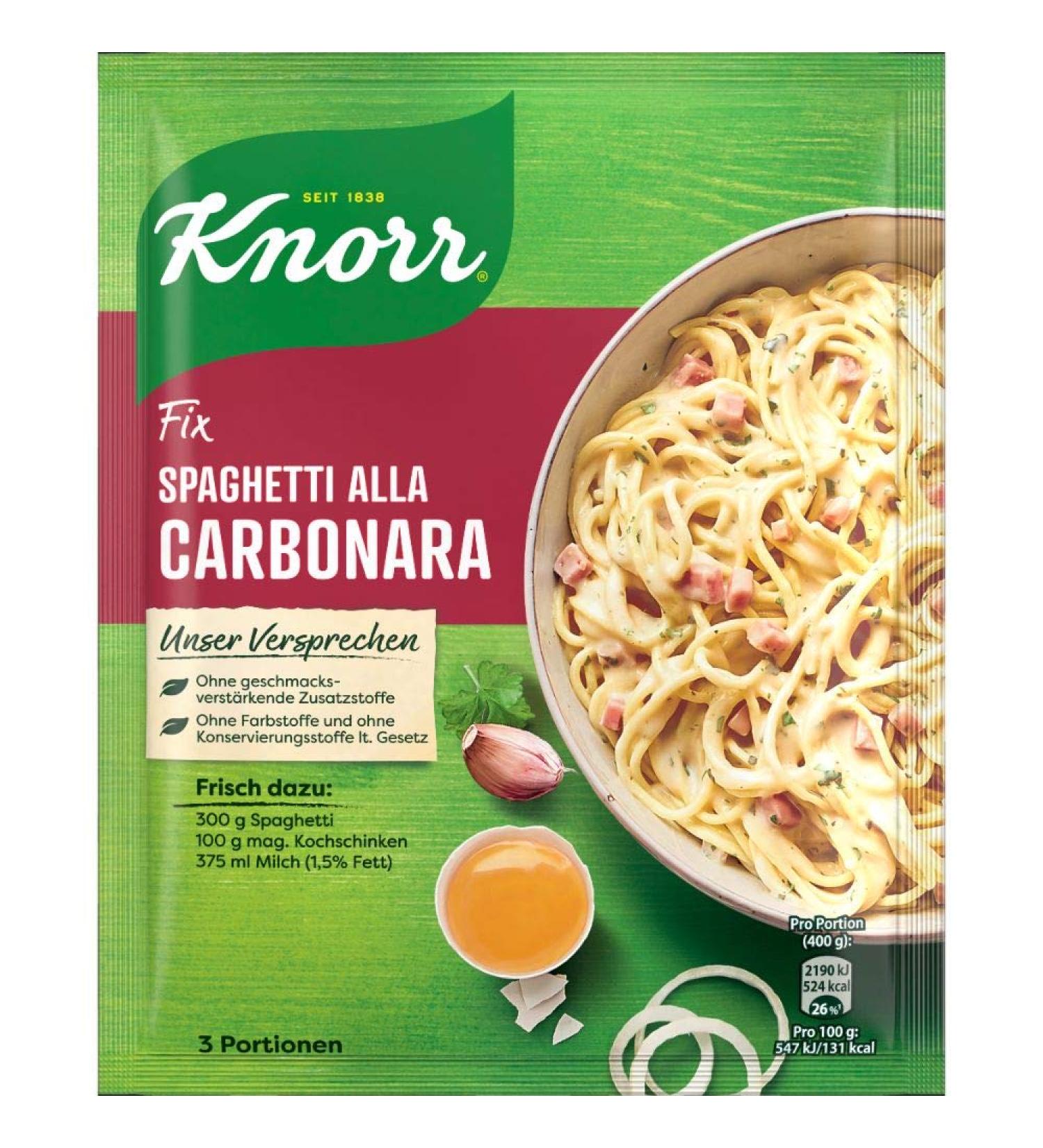 Buy Knorr Fix Spaghetti alla Carbonara - No Flavor Enhancers - 36g Pack | International Shipping Available - Buy Online on GoSupps.com