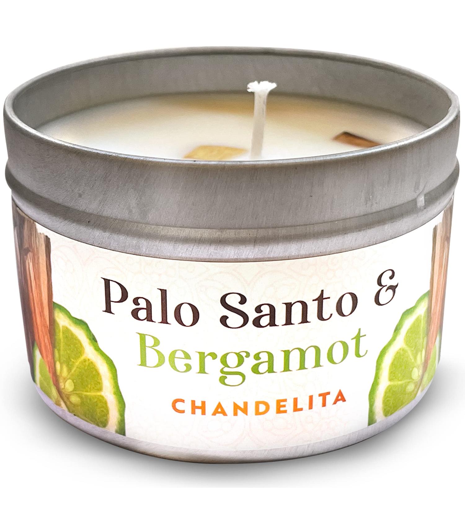 Chandelita Fragrance Candle | Palo Santo & Bergamot - Natural Aromatherapy Candle with Essential Oils & Soy Wax for Meditation & Chakra Healing - Buy Online on GoSupps.com