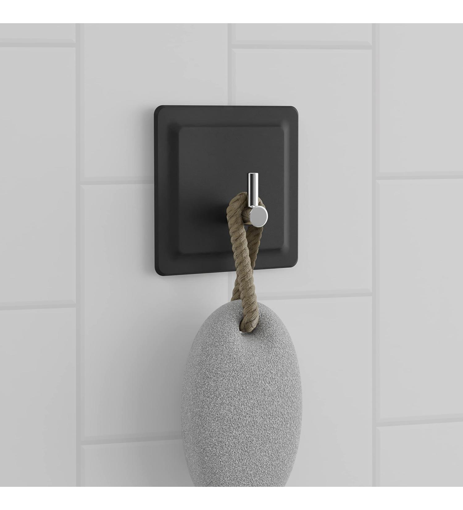 Lobux Self-Adhesive Hooks - Super-Resistant Soft-Touch Silicone Towel Holder for Bathrooms Mirrors & Showers - No Drilling Required (Black) - Buy Online on GoSupps.com
