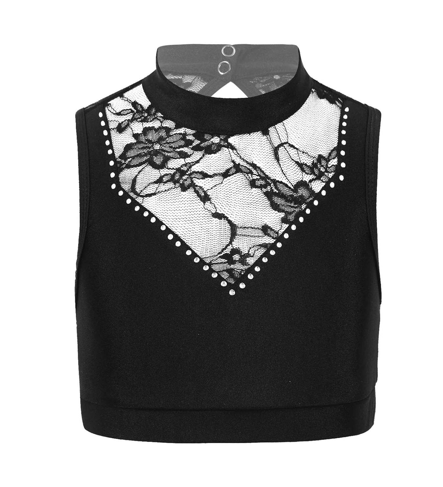 VernLan Girls Cap Sleeve Crop Top for Gymnastics/Dance - Black, Size 14 - Buy Online on GoSupps.com