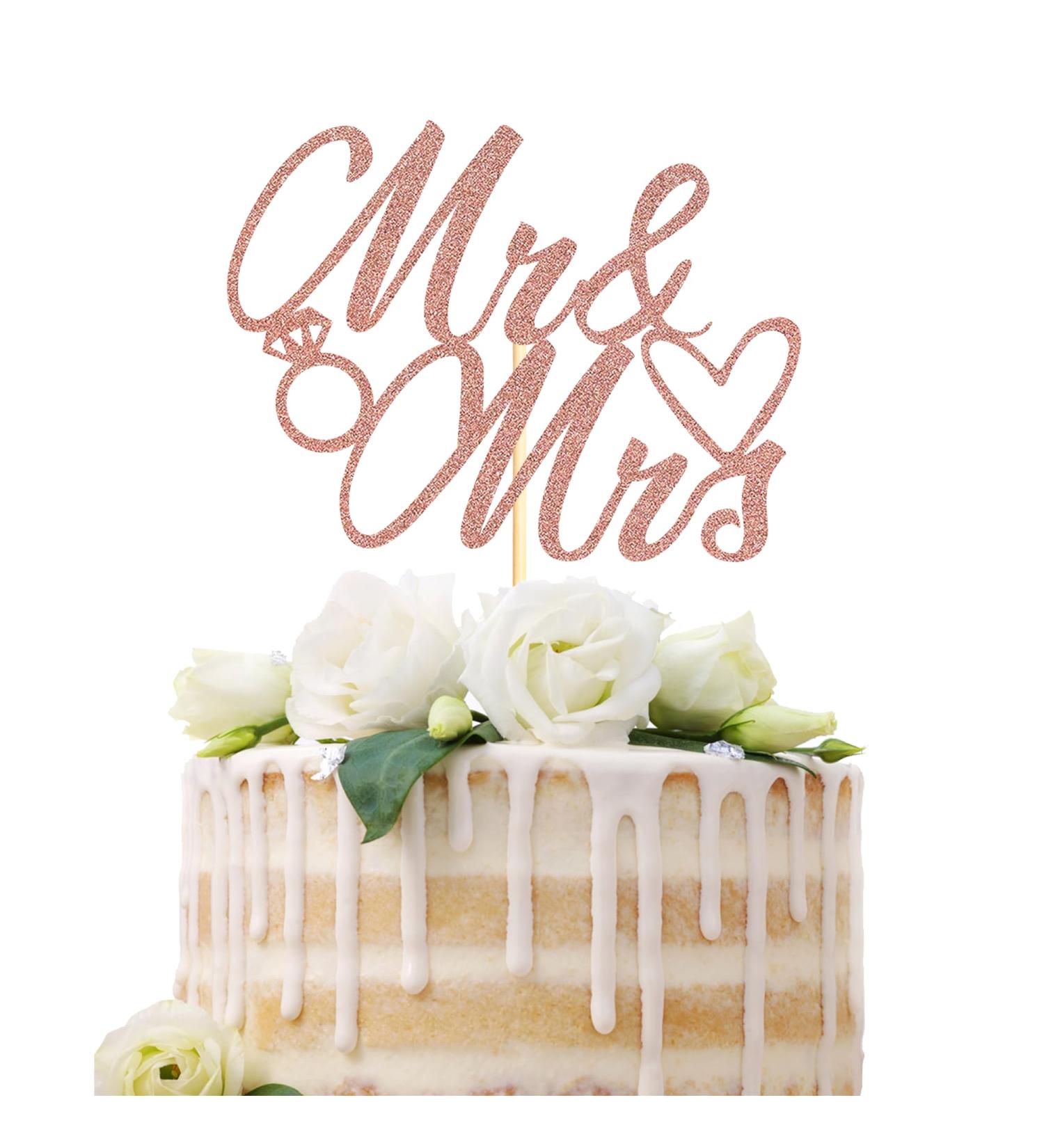 Sotpot 1 Pack Mr Mrs Cake Topper Rose Gold Glitter Love Mr Mrs Cake Pick Wedding Party Decorations Bridal Shower Wedding Cupcake Decoration Party Supplies Rose Gold - Wedding Cake Topper - Buy Online on GoSupps.com