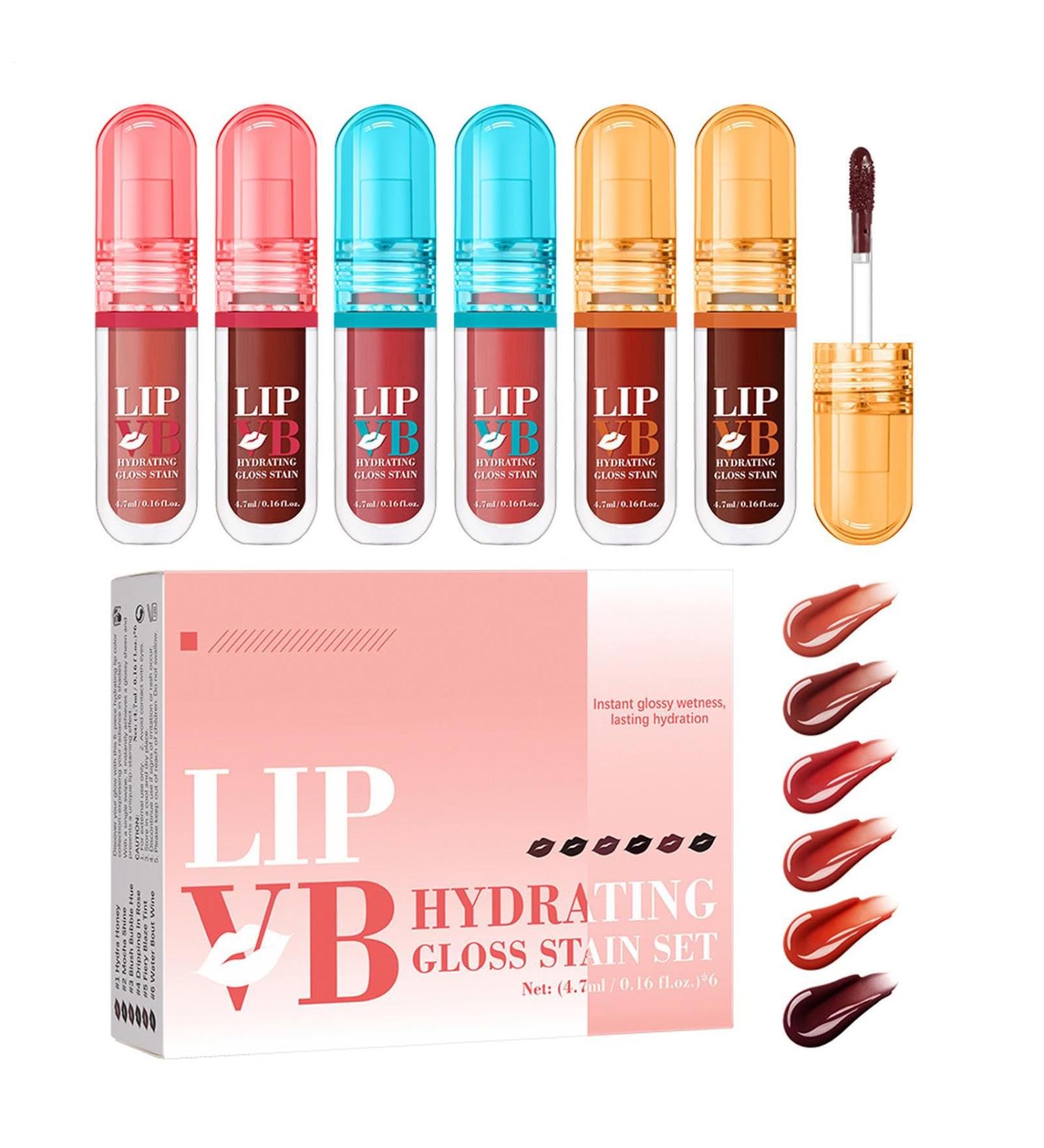  Xujuika Lip Gloss - 4.7ml x 6 Bottles Tinted Lipstick Nourishing Non-Sticky Lipstick Makeup Set for Travel Going Out Wedding - Buy Online on GoSupps.com