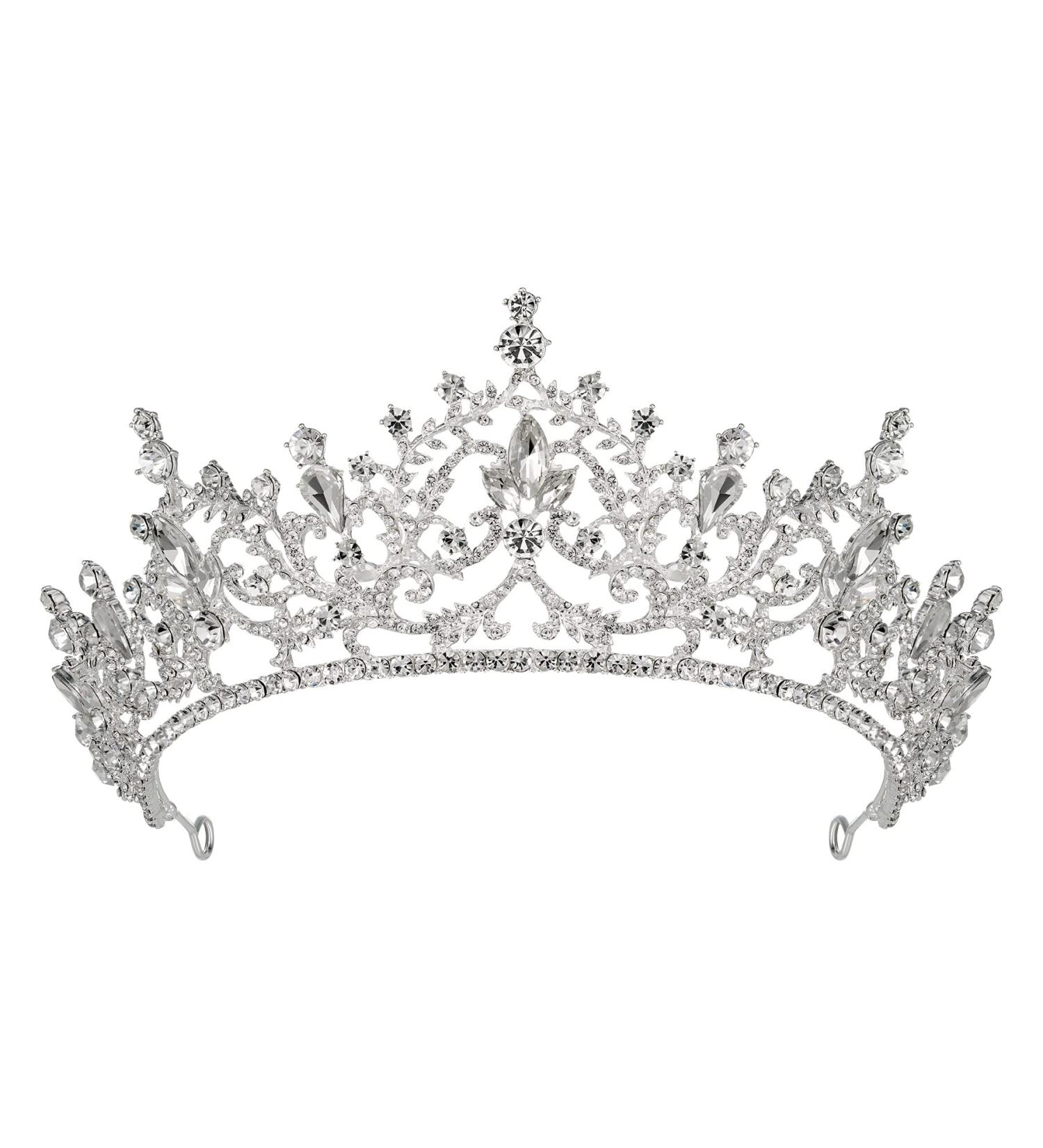 SWEETV Silver Crystal Princess Tiara Crown for Women - Bridal Hair Accessory for Wedding, Prom, Quinceanera & Cosplay - Buy Online on GoSupps.com