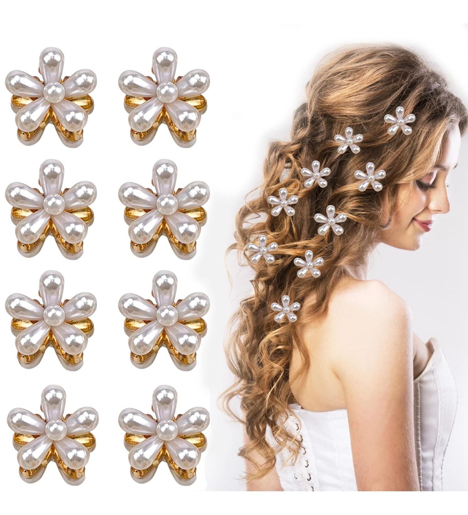 12 Pack Small Pearl Flower Hair Claw Clips - Cute Barrettes for Women and Girls - Non-Slip Mini Hair Pins - Pearl White Hair Accessories - Buy Online on GoSupps.com