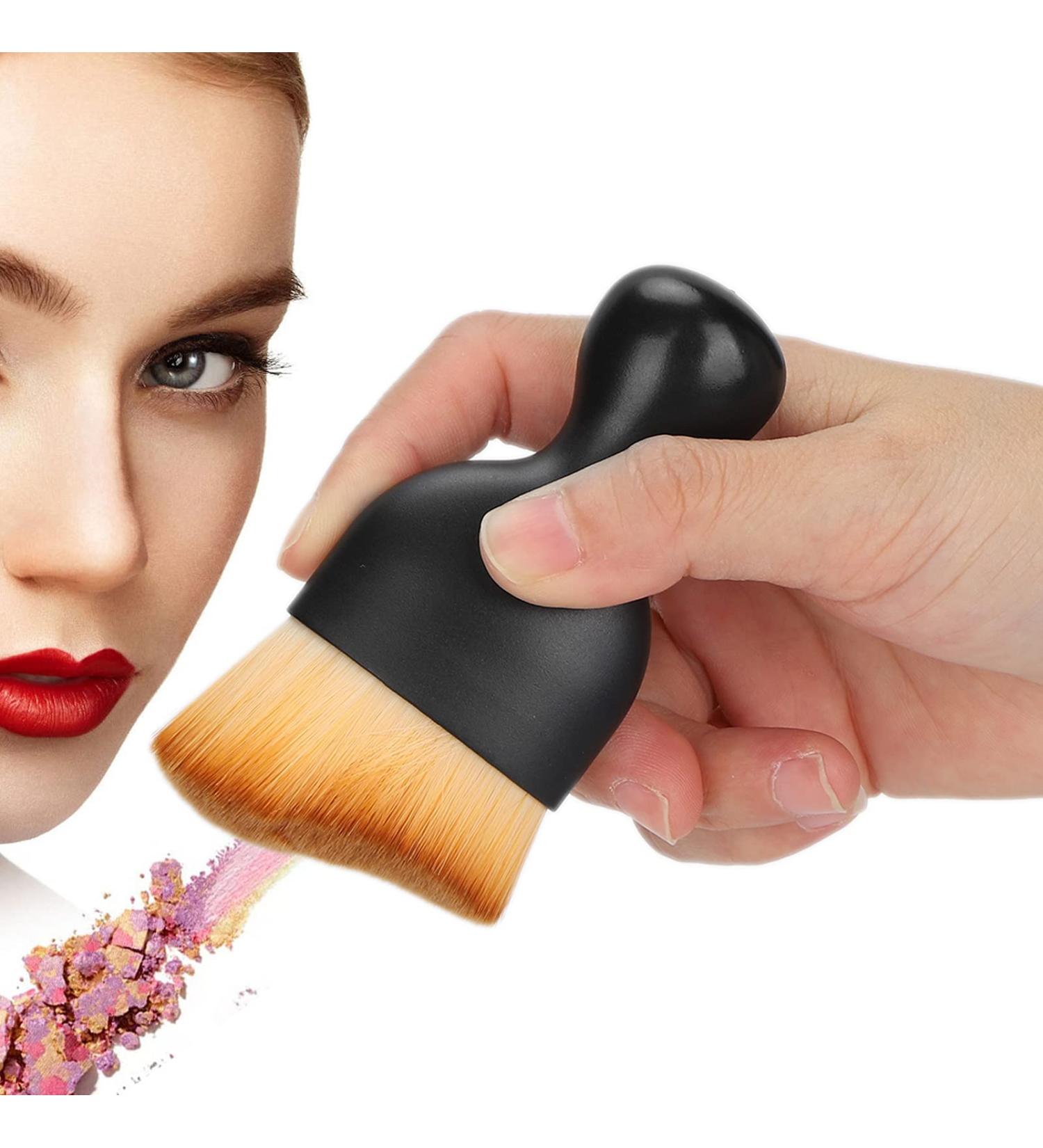 Curved Wine Glass Makeup Brush - Soft Touch Blending Brush for Liquid & Blush - Premium Cosmetics Tool (Brown) | International Shipping - Buy Online on GoSupps.com