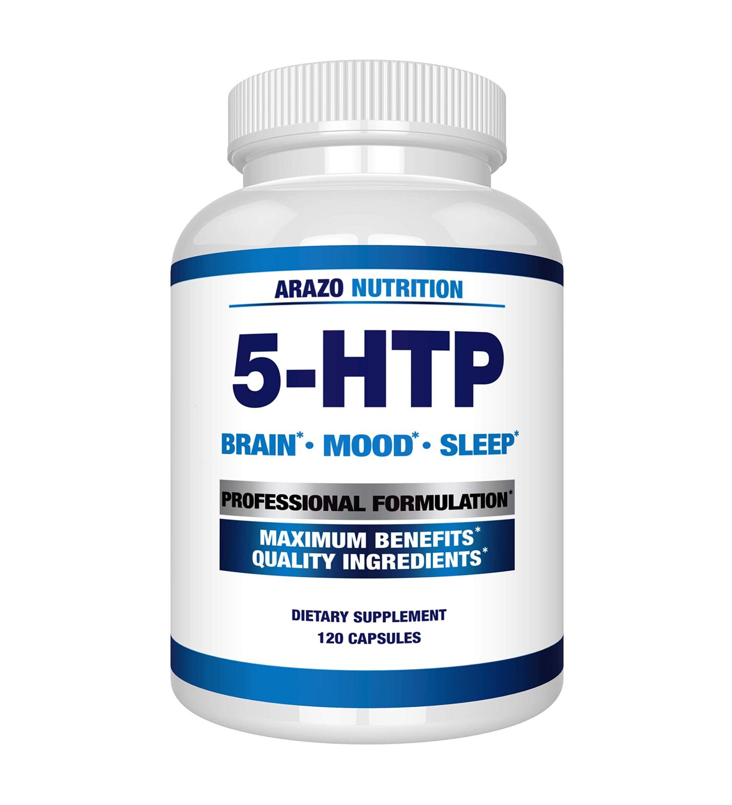 5-HTP 200mg with Calcium for Mood & Sleep | 120 Capsules | High Purity - Arazo Nutrition - Buy Online on GoSupps.com