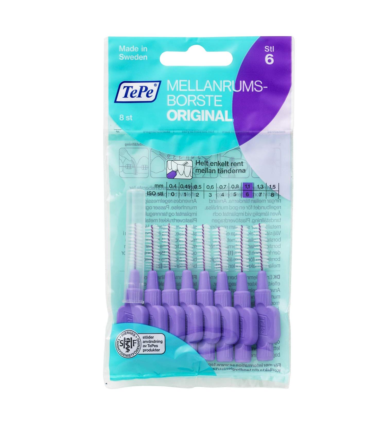 TEPE 1.1mm Size 6 Interdental Brush 8 Count - Violet | Pack of 1 - Buy Online on GoSupps.com