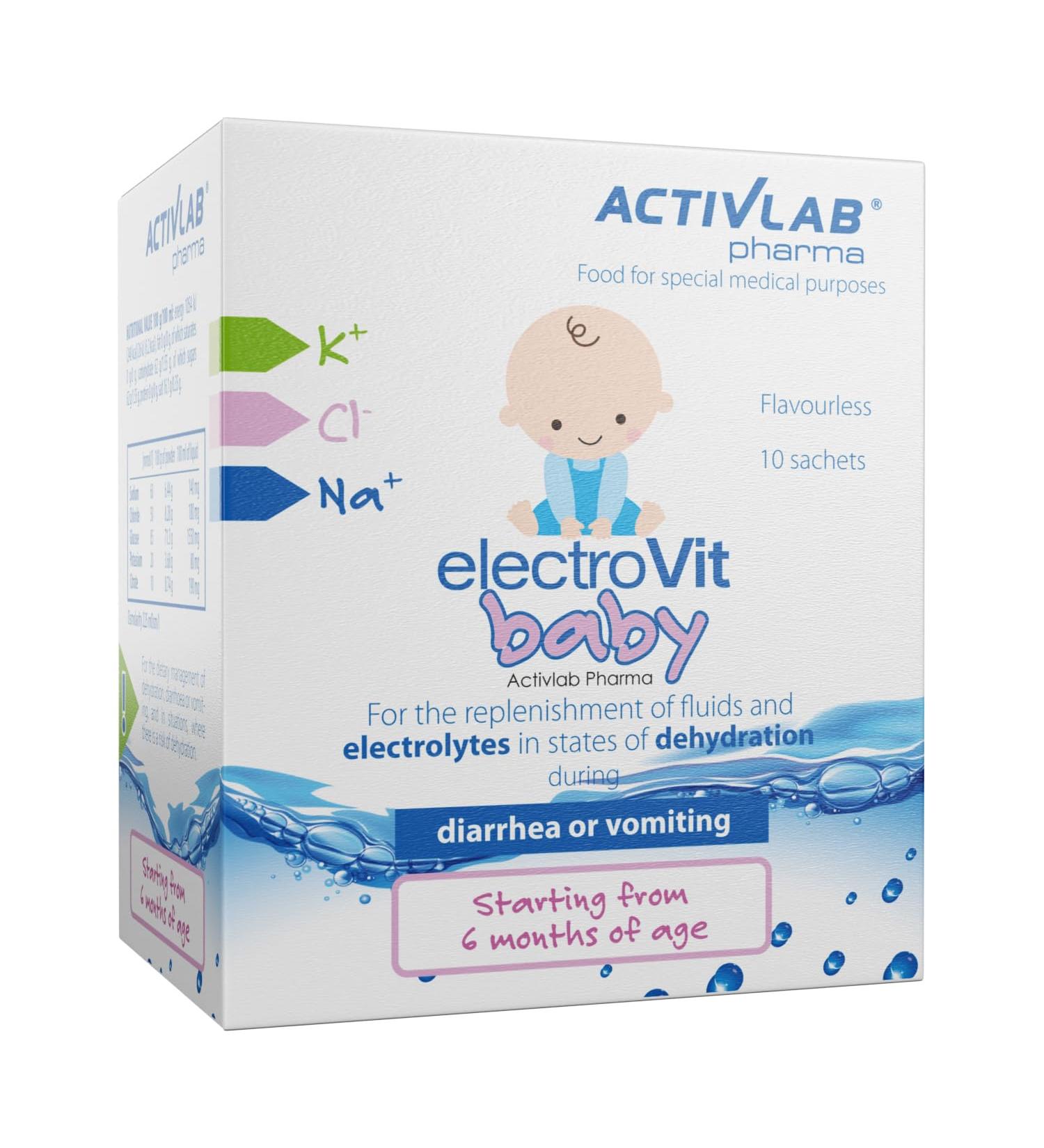 Activlab Electrovit Baby Pure - Tasteless Electrolyte Solution for Infants (10 Bags) | Supports Hydration During Vomiting & Diarrhea (6+ Months) - Buy Online on GoSupps.com