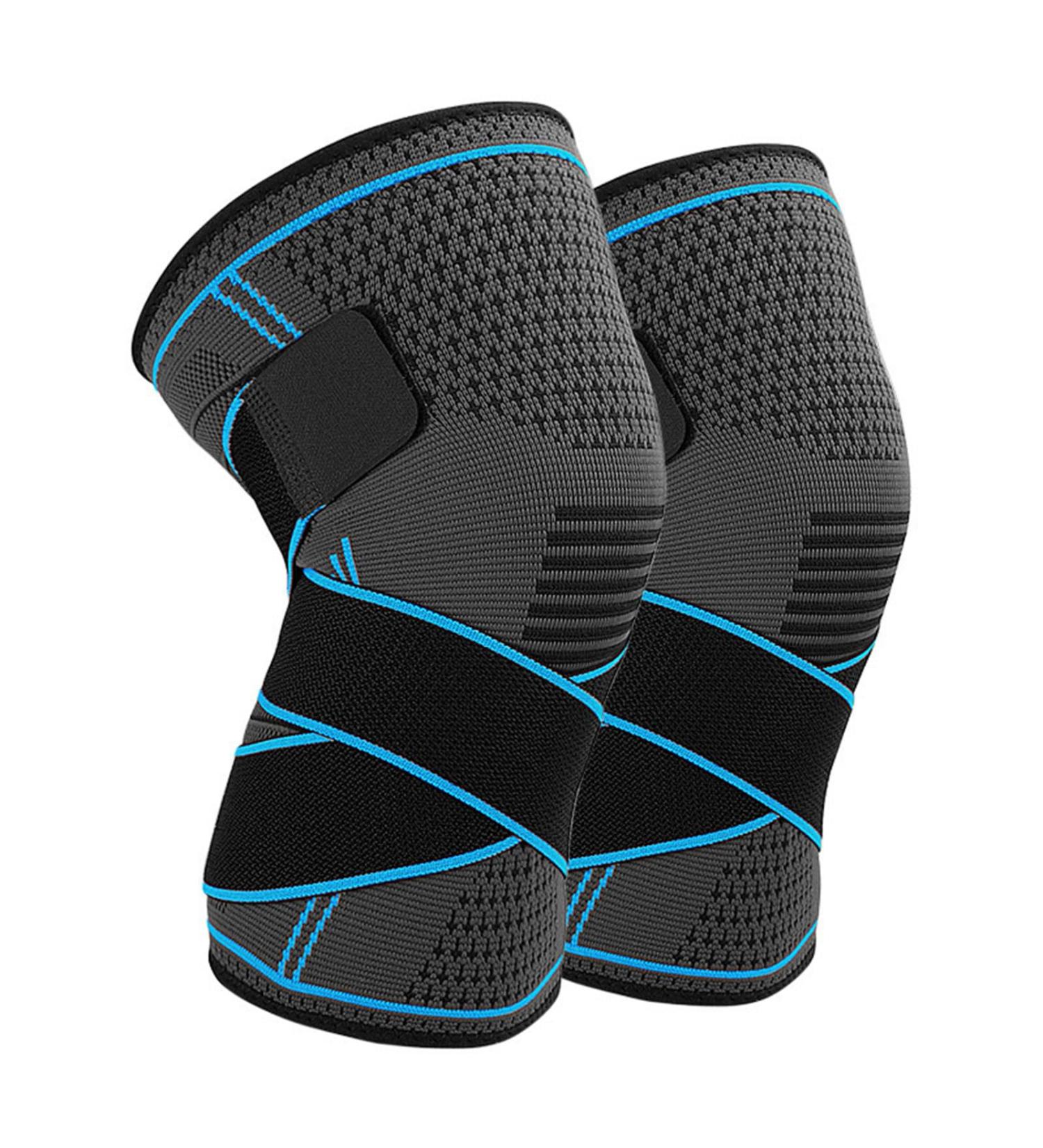 RooRuns All-Day Comfort Knee Brace - Adjustable for Men & Women 2 Pairs Ideal for Arthritis Joint Pain & Sports Injuries - Blue Medium - Buy Online on GoSupps.com