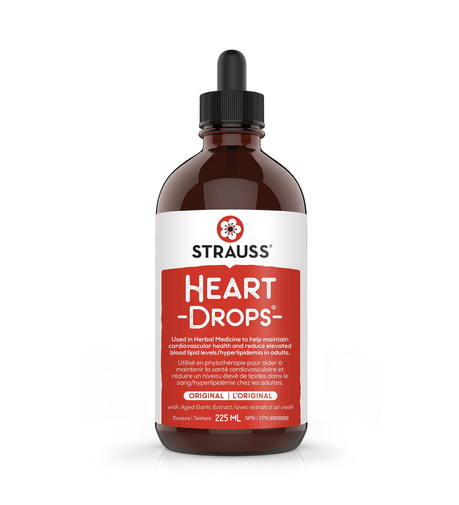 Strauss Naturals Heartdrops - Herbal Heart Support Supplement with European Mistletoe Aged Garlic Extract 225 ml Original Flavour Soy Free - Buy Online on GoSupps.com
