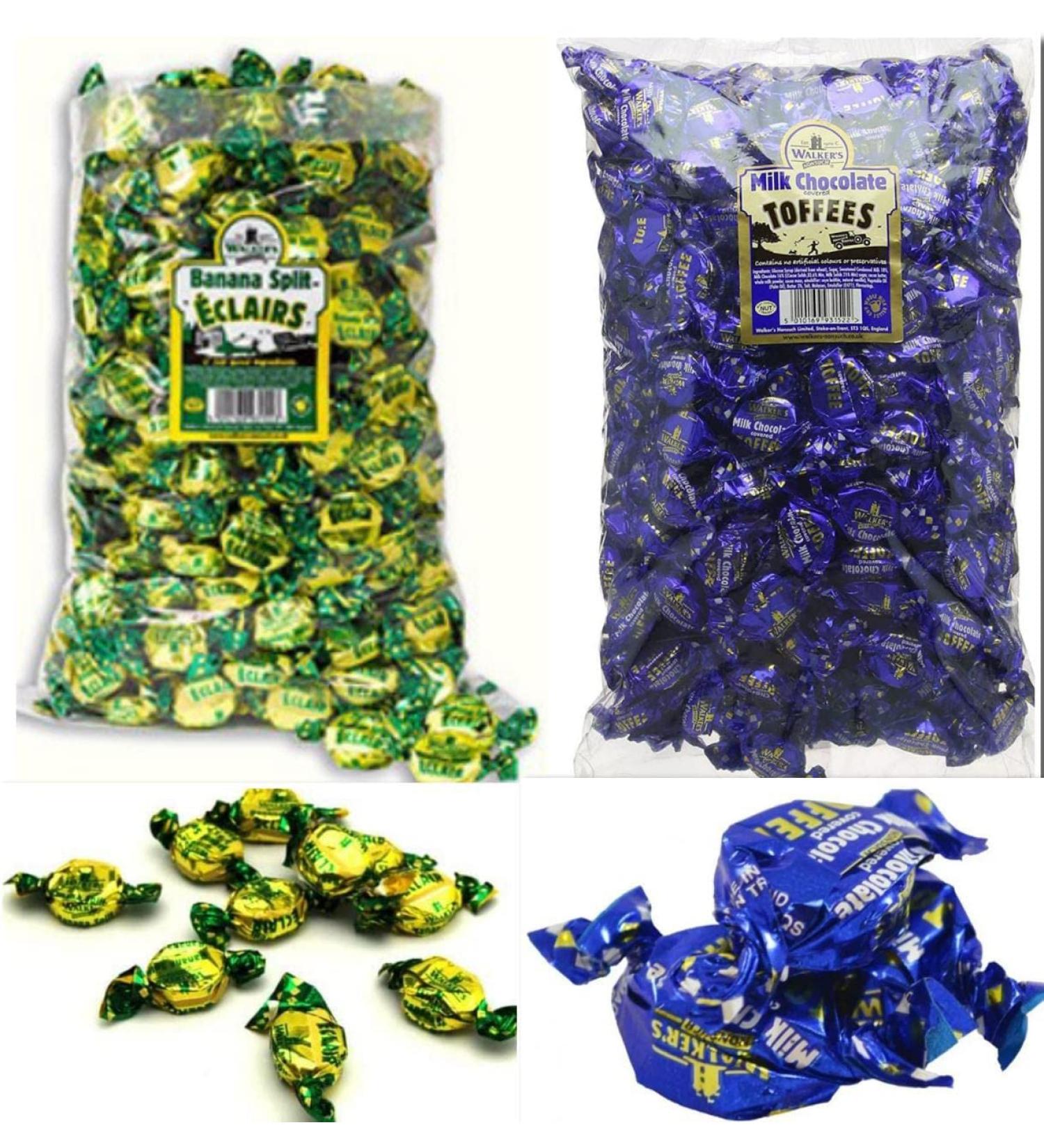 Walkers Milk Choc Covered Toffee & Banana Split Eclairs 500 Grams Each Delicious Tasty And Twisty Treat Gift Hamper For Birthday Christmas Sold By Kidzbuzz - Buy Online on GoSupps.com