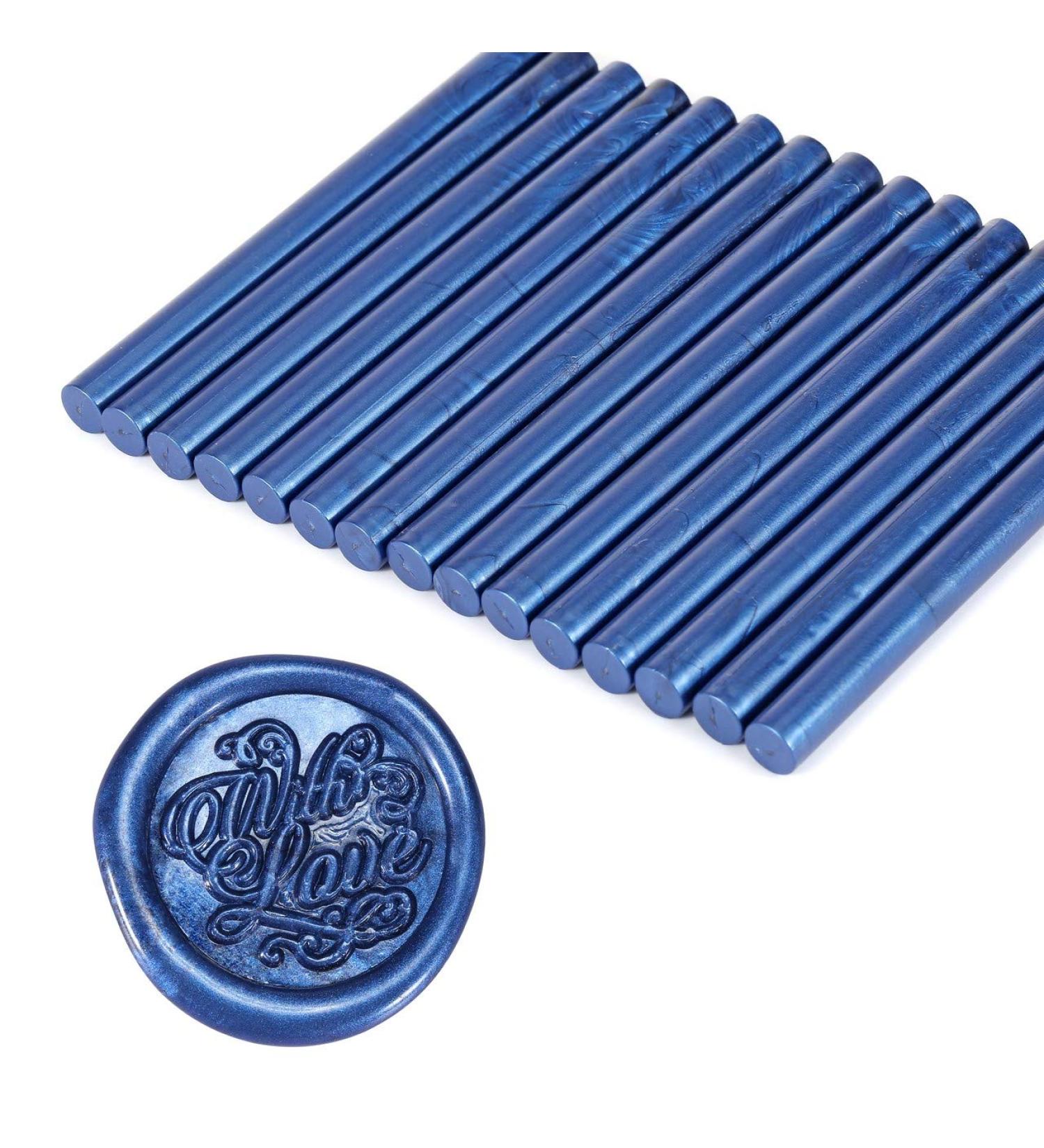 Yoption 15 Pieces Metallic Blue Glue Gun Sealing Wax Sticks for Wedding Invitations & Cards - Buy Online on GoSupps.com