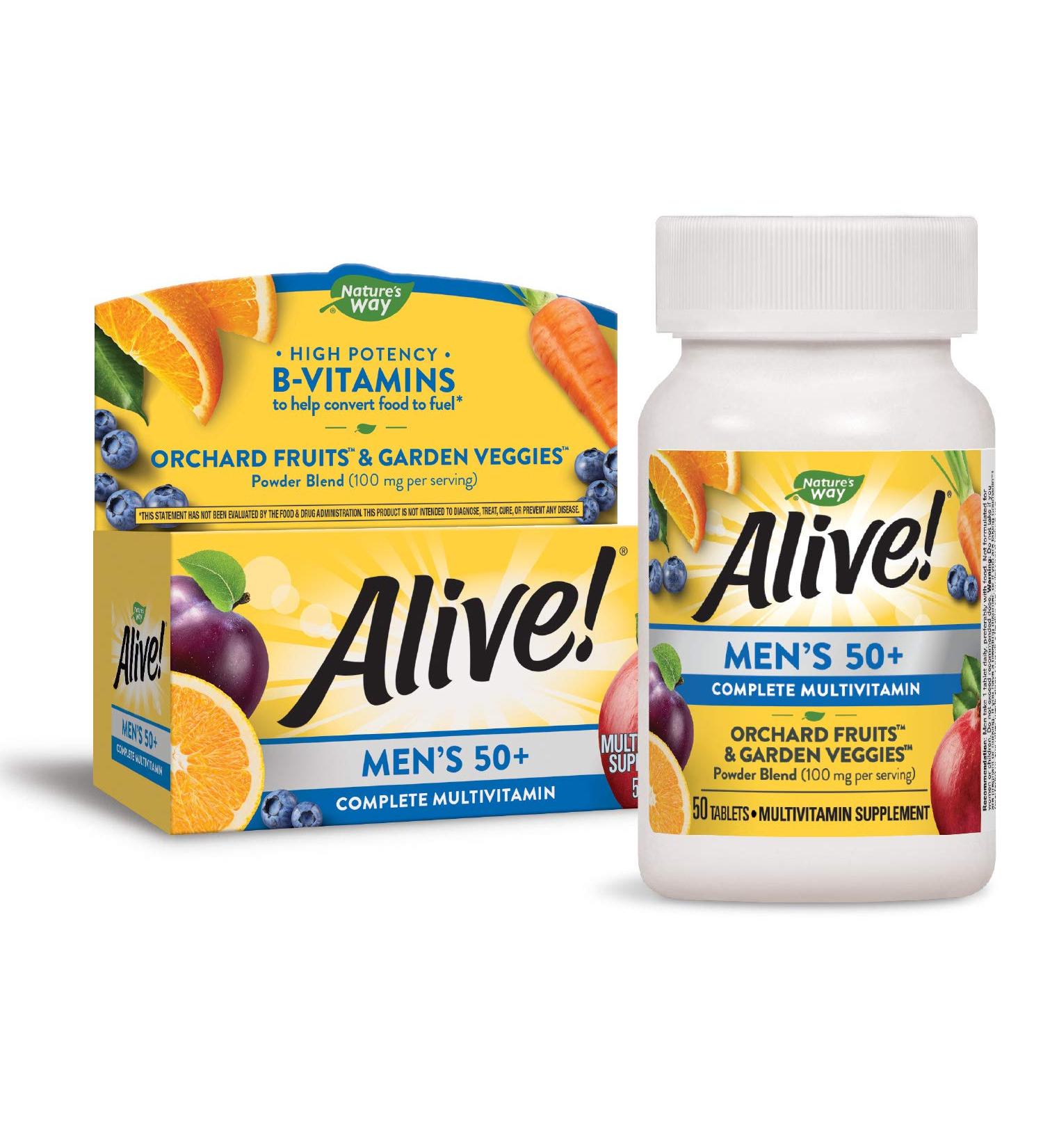 Nature's Way Alive! Men's 50+ Complete Multi-Vitamin - 50 Tablets for Vitality & Health - Buy Online on GoSupps.com