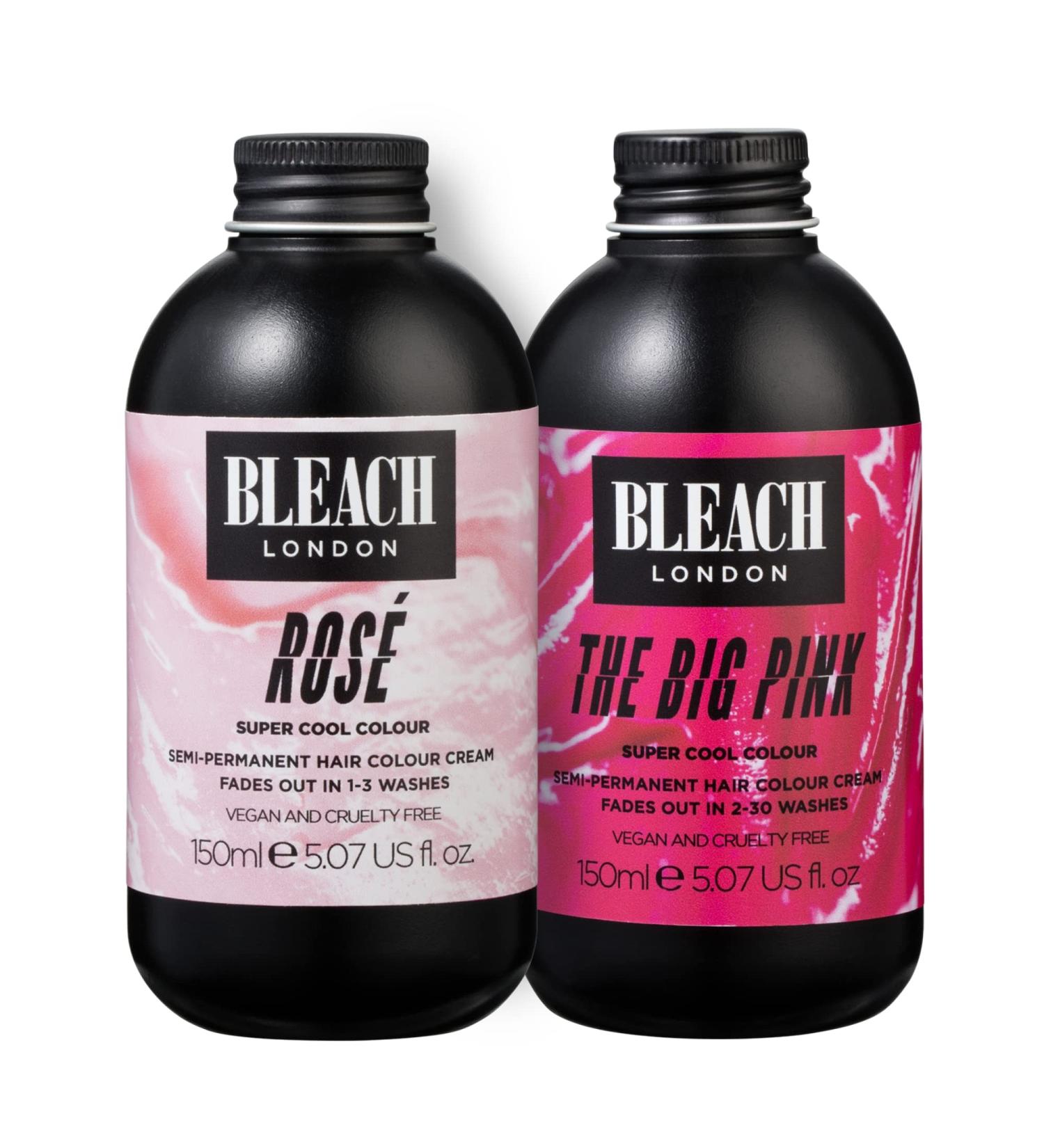 Bleach London Rose & Big Pink Semi-Permanent Hair Colour Creams - Pastel Pink Vegan Dye 150ml - Buy Online on GoSupps.com