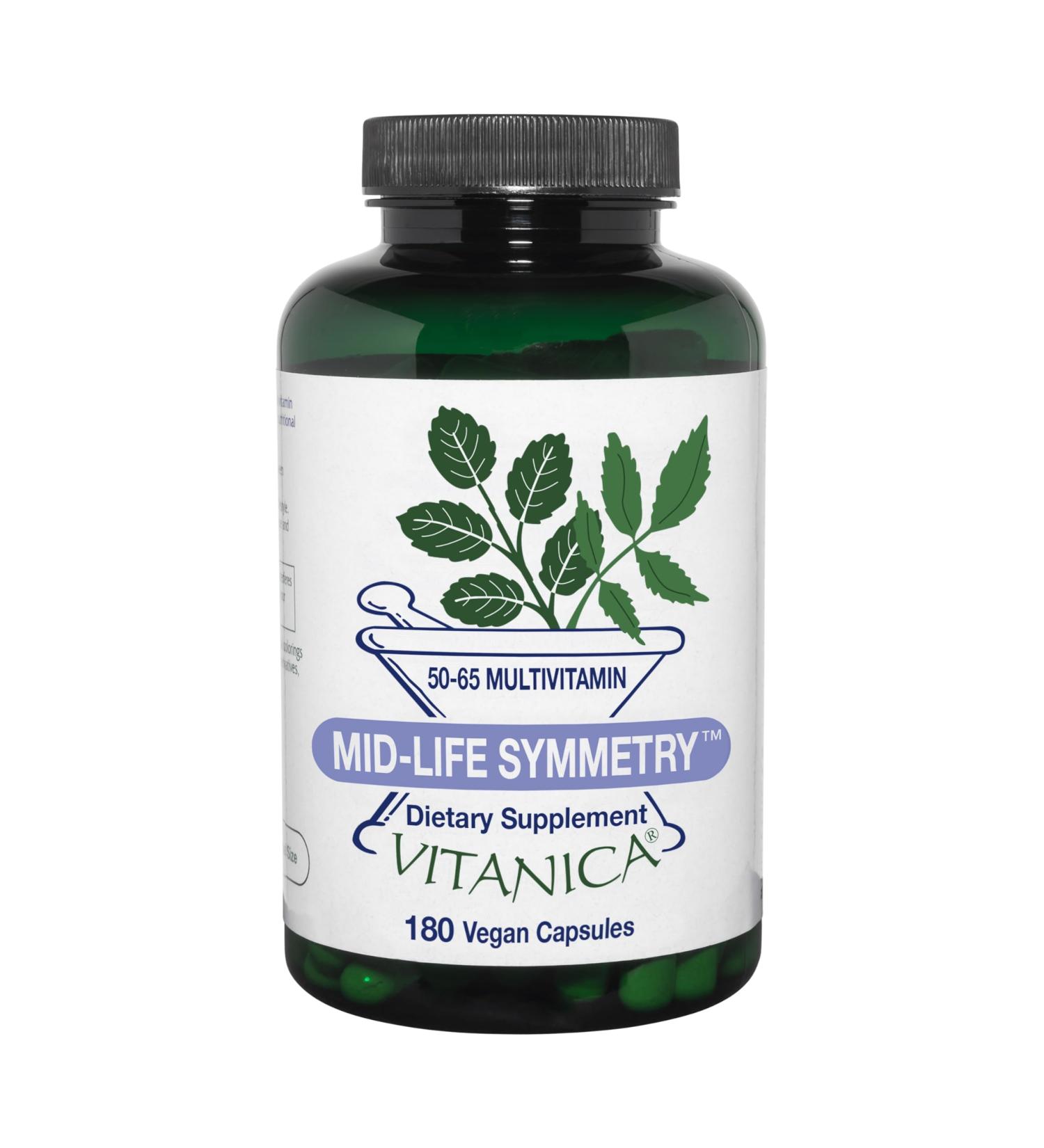 Vitanica - Mid-Life Symmetry 50-65 High Potency Daily Multivitamin and Mineral Vegan 180 Capsules Pro Logo - 180 Capsules - Buy Online on GoSupps.com