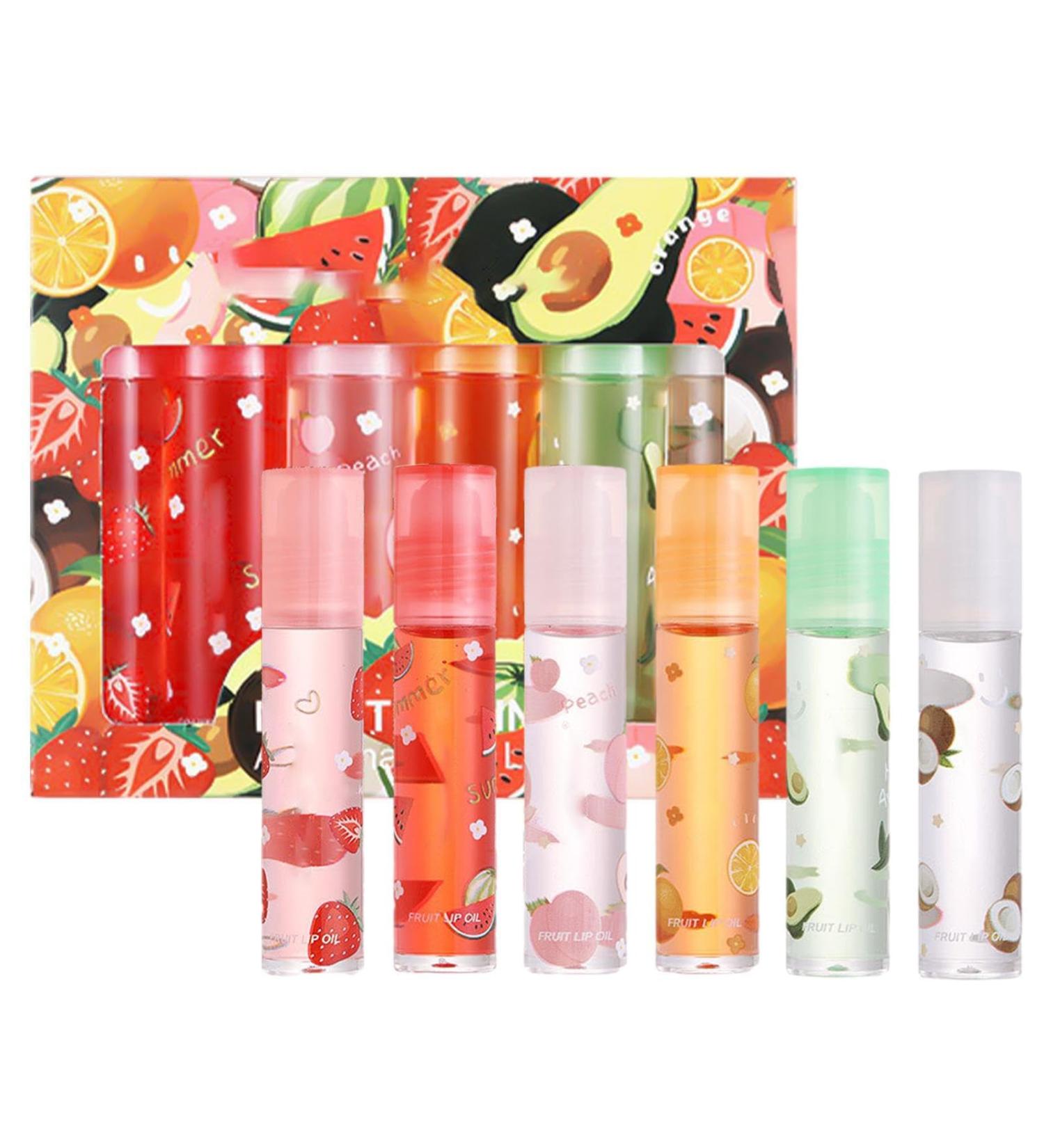 Lip Gloss 6 Lip Gloss Set Fruit Flavored Moisturizing Lipsticks Transparent Lip Plumper Lip Enhancer Roller Ball Lip Oil - Buy Online on GoSupps.com
