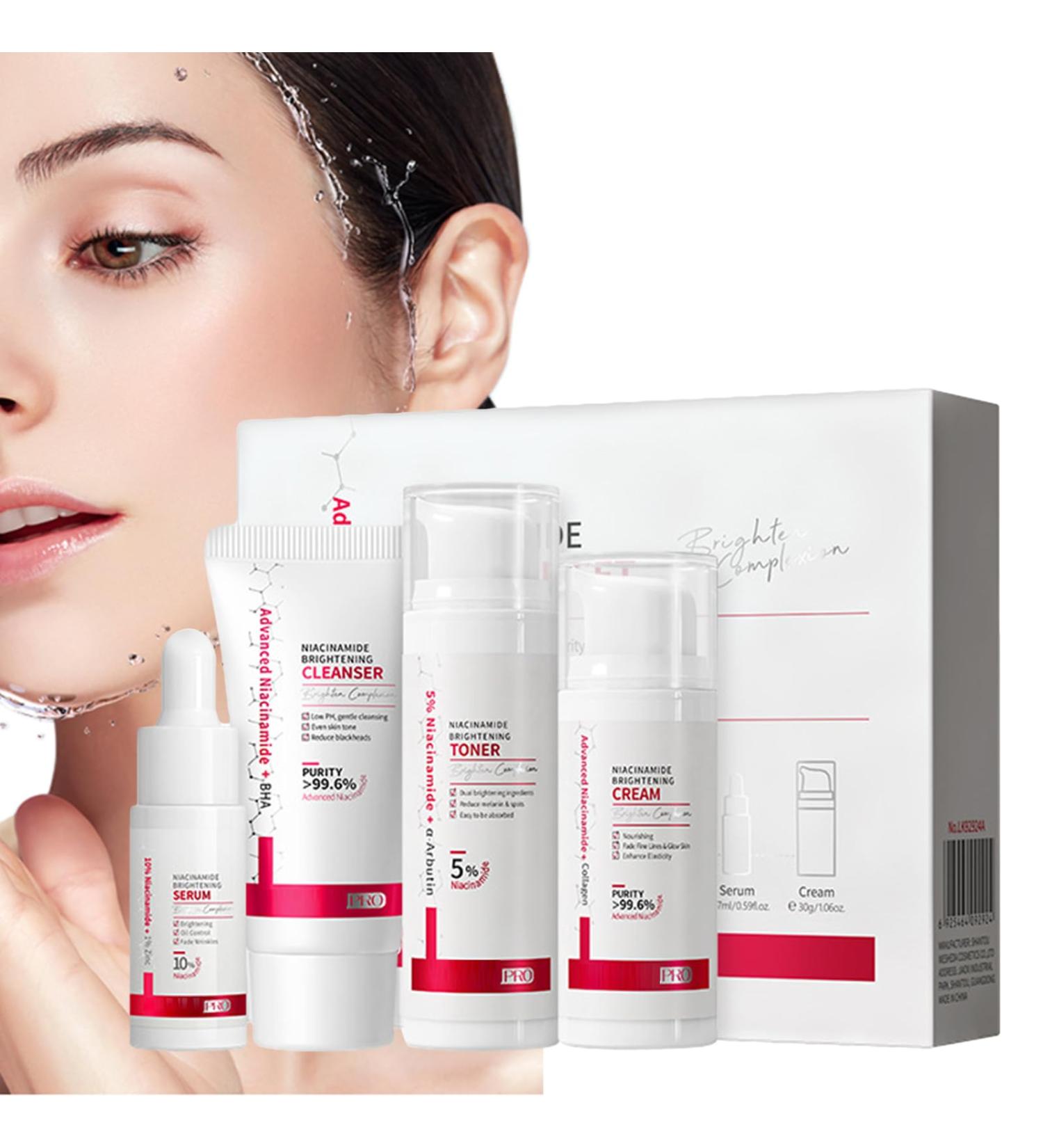 Niacinamide Skincare Set Skin Care Gift Set for Teen Girls Brightening Face Cream Pore Minimizer for Face Cleanser  - Buy Online on GoSupps.com