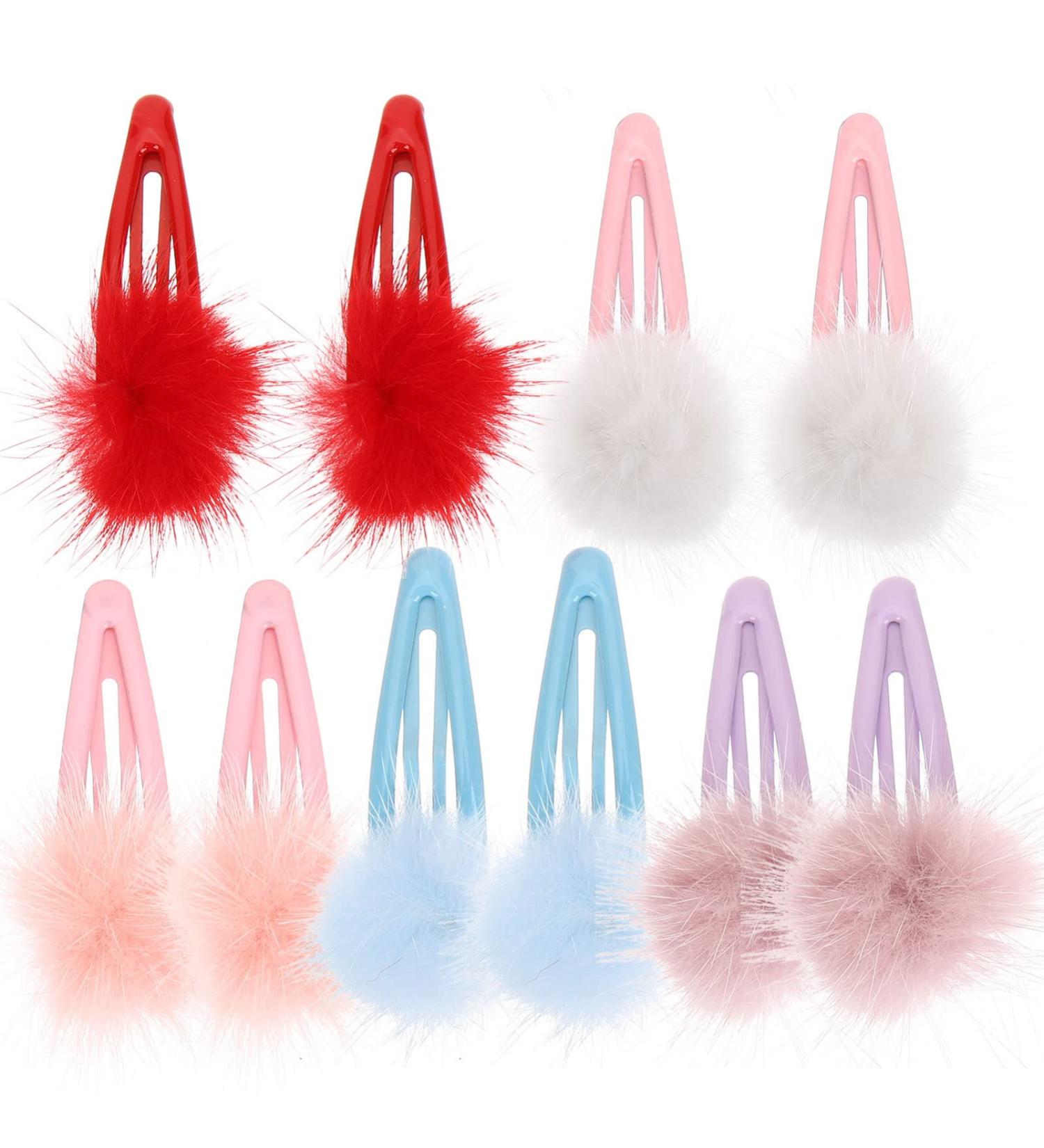 Beaupretty 10-Piece Plush Ball Hair Clip Set for Girls - Pom Pom Hair Barrettes - Buy Online on GoSupps.com