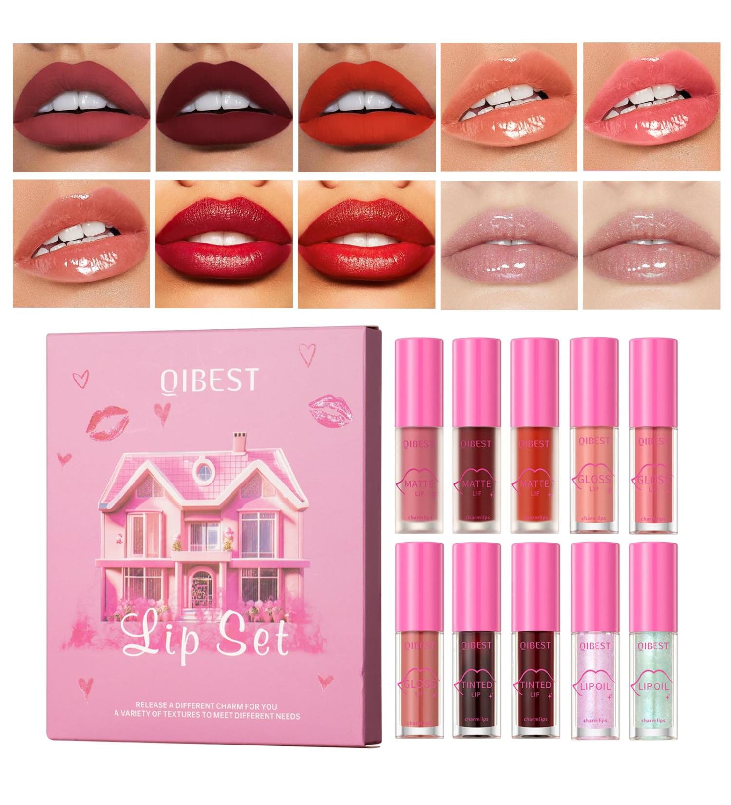  Gireatick Collection of 10 lip glosss - 3 matte glosss + 3 shimmer lip gloss + 2 long lasting lip inks + 2 clear lip oils - Buy Online on GoSupps.com