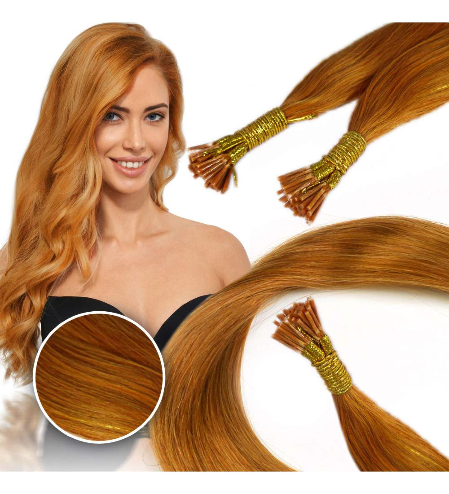 Shop Colorful Remy Real Hair Extensions - 50x 0.5g Orange High-Tip Strands | Remyhaar.eu - Buy Online on GoSupps.com