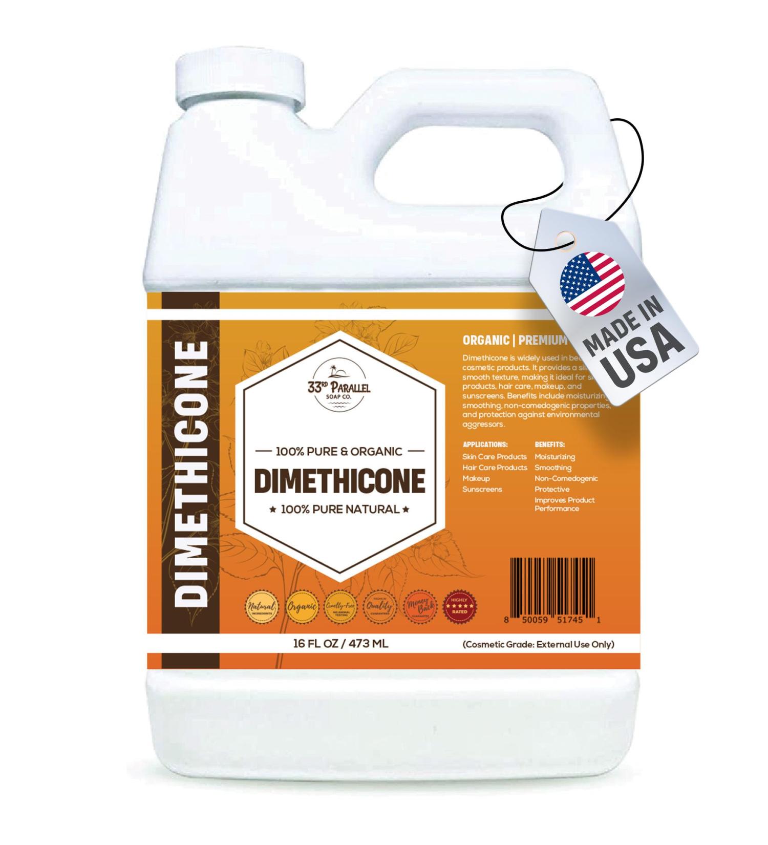 33rd Parallel | DIMETHICONE Oil (16 oz) 100% Pure, Cosmetic Grade | Widely Used in Moisturizers, Lotions, Primers, Foundations, Hair Products, Sunscreen, Wound Care | 16 Ounces - Buy Online on GoSupps.com