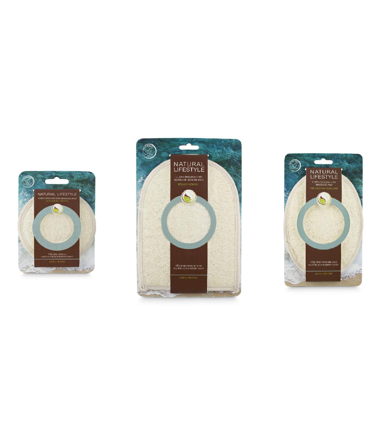 Natural lifestyle peeling glove made of plant fibers - hammam peeling glove for body and face - bonus 2 peeling massage pad - gift set