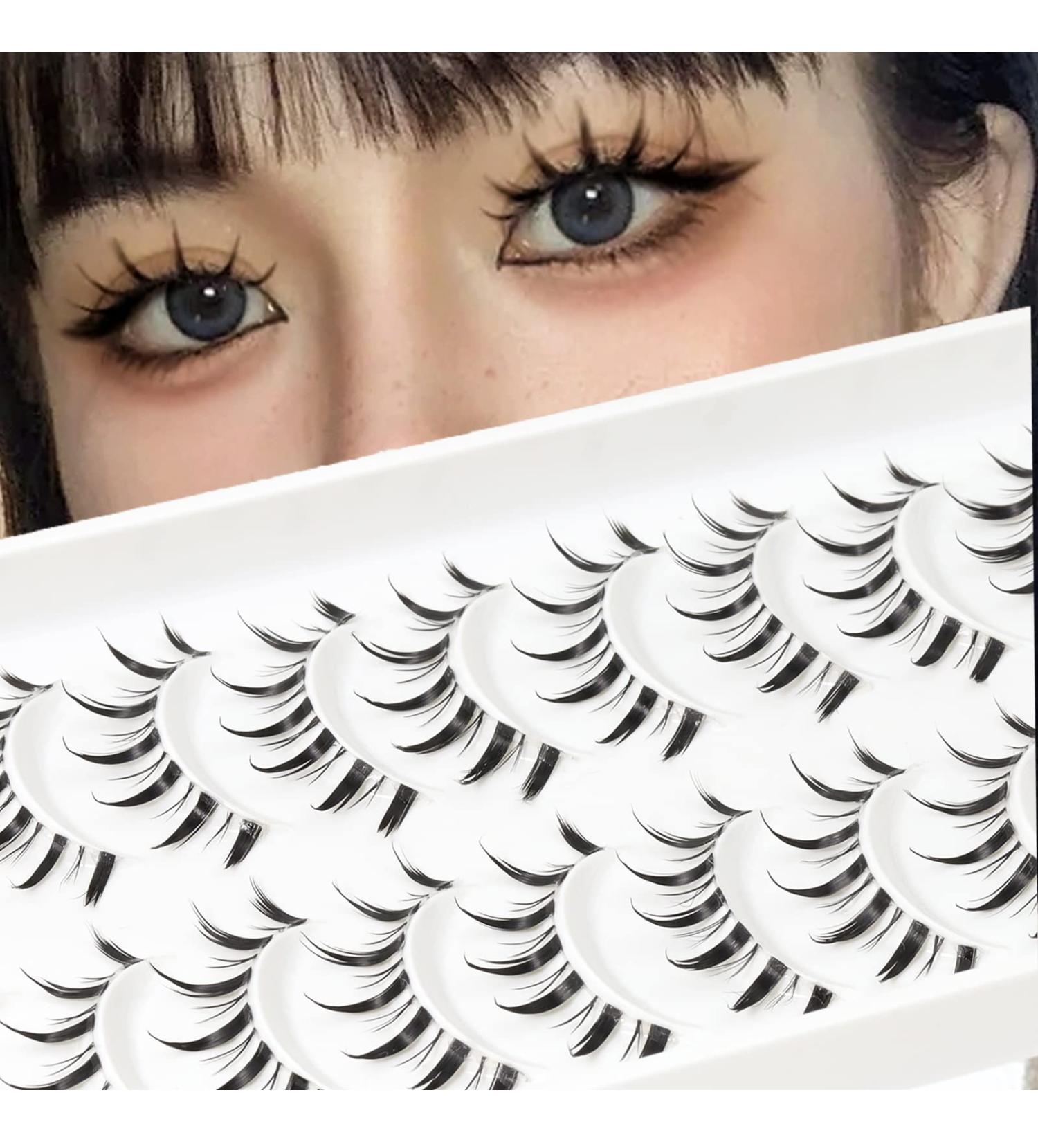 Manga Lashes Clear Band Anime Lashes Natural Look 10 Pairs Natural False Lashes With Spiky 13mm Manga Eyelashes Wispy 3D False Eyelashes Japanese Korean Asian Makeup by Obeyalash - Buy Online on GoSupps.com