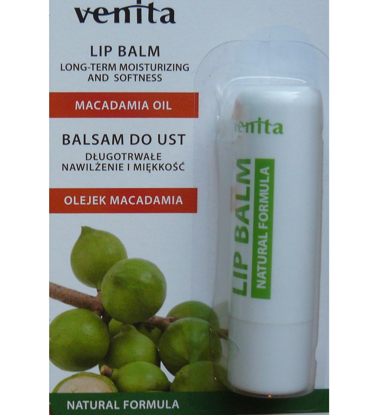 Venita lip balm with natural beeswax and macadamia oil for dry lips