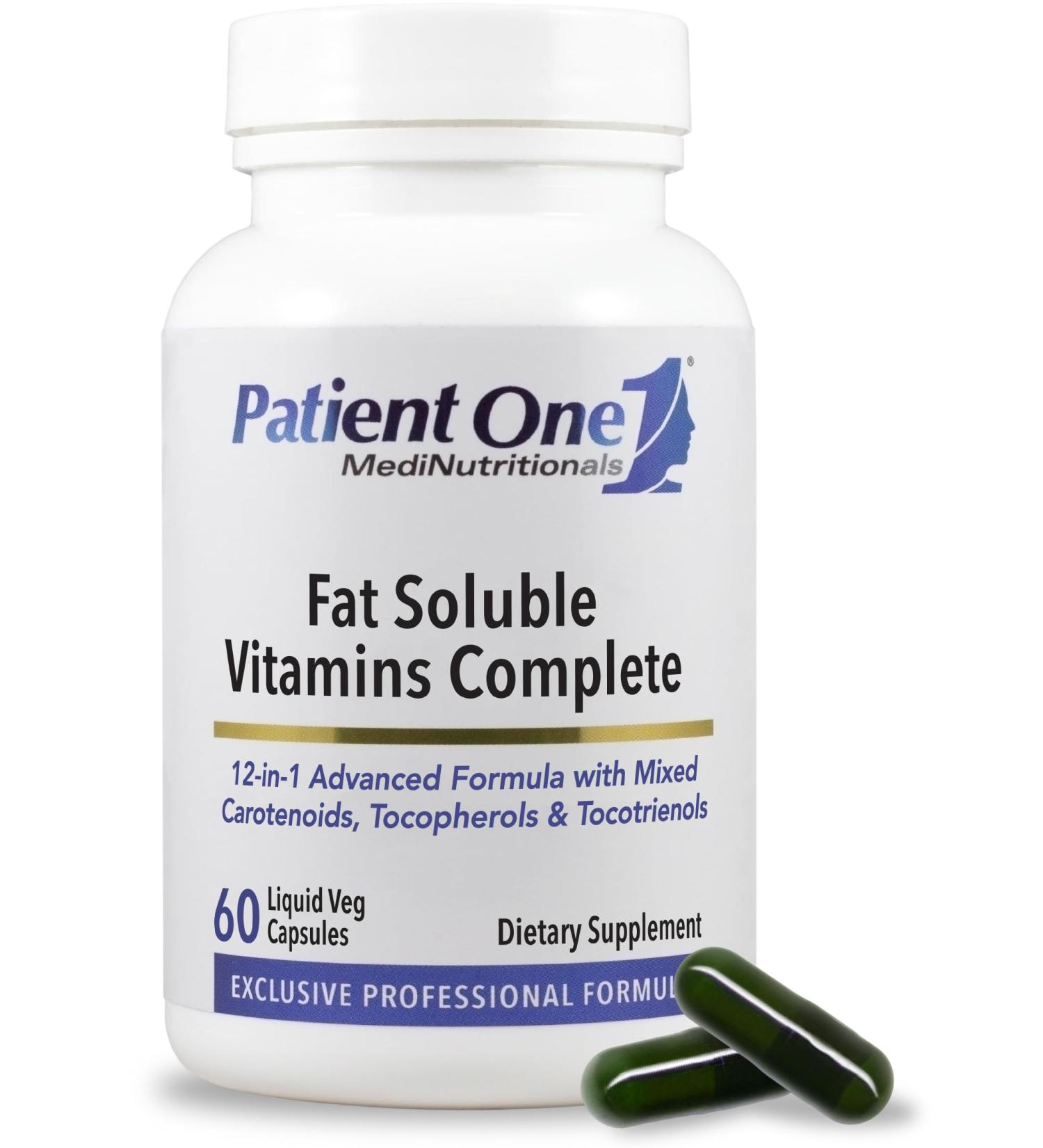 Patient One Fat Soluble Vitamins Complete | Supplement to Support Whole-Body Wellness* | with Vitamins A D E K Carotenoids and More | 60 Capsules - Buy Online on GoSupps.com