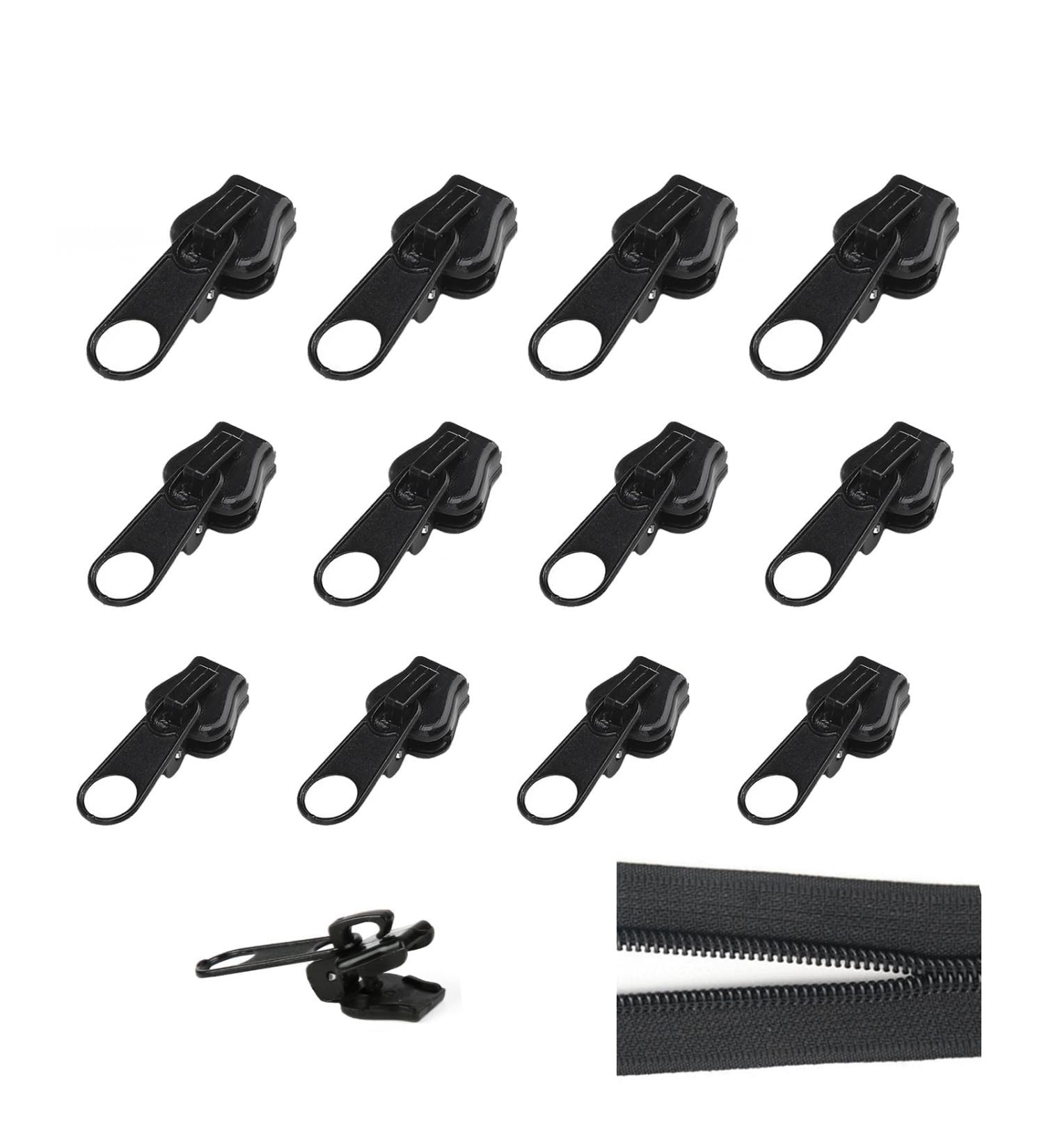 12 Black Zipper Slider Replacements - Removable & Reusable Zipper Pull Fixer for Jackets Suitcases & Backpacks - 3 Sizes Available - Buy Online on GoSupps.com