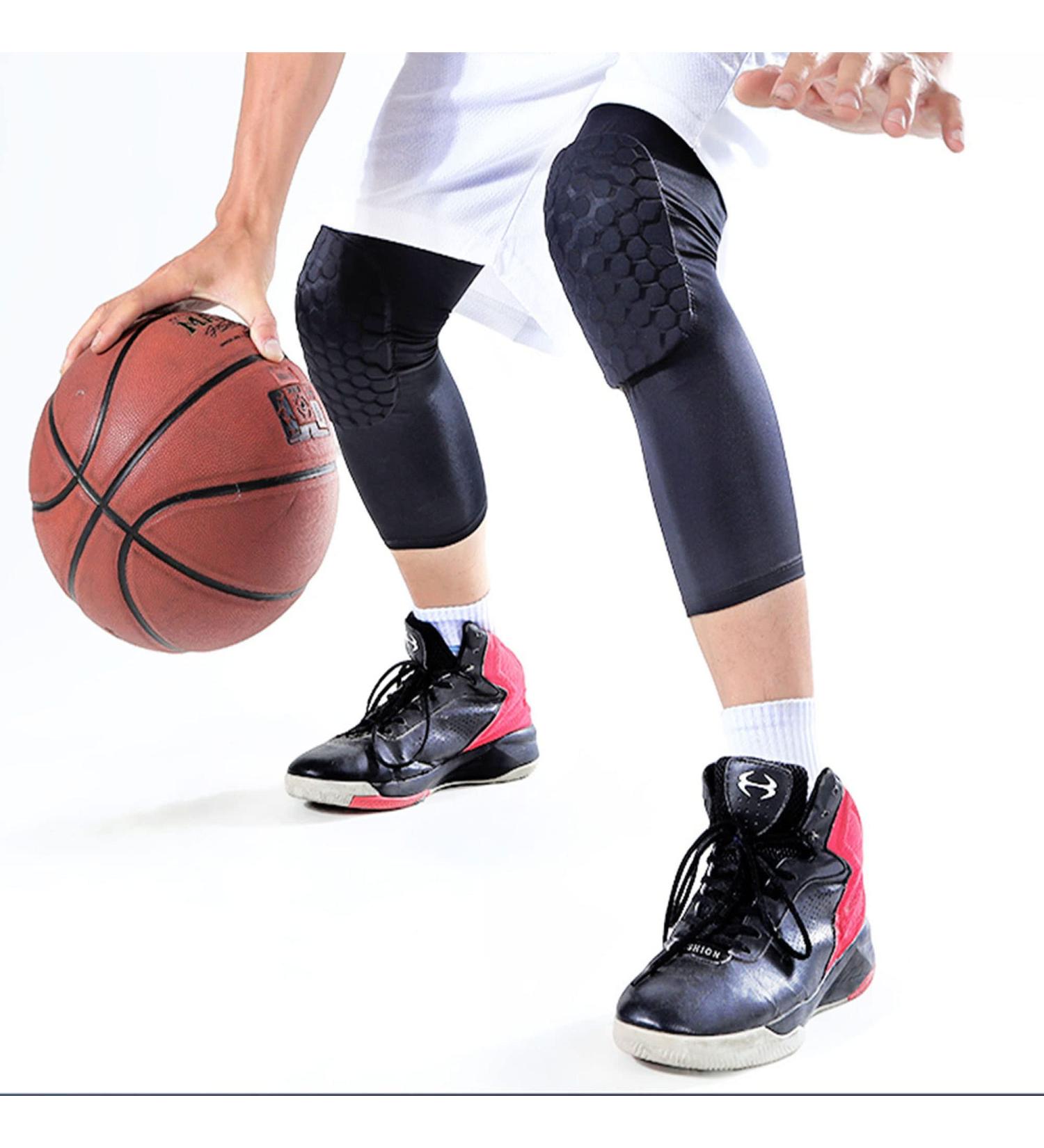 Full Knee Calf Padded Compression Leg Sleeve - Thigh Support Gear for Football Basketball Soccer & More | Youth & Adult | 1001BL Large Black - Buy Online on GoSupps.com