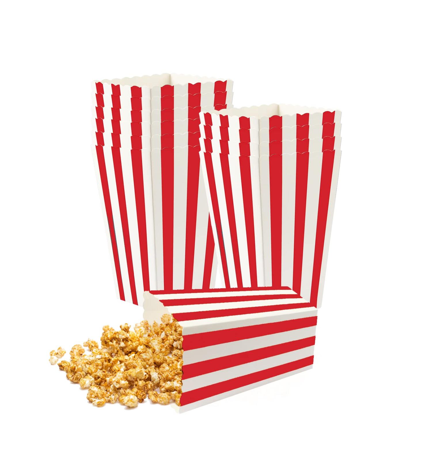 ISKYBOB 24 Pack Mini Striped Popcorn Boxes Containers Paper Popcorn Chicken Bags for Carnival Party Movie (Red) - Buy Online on GoSupps.com