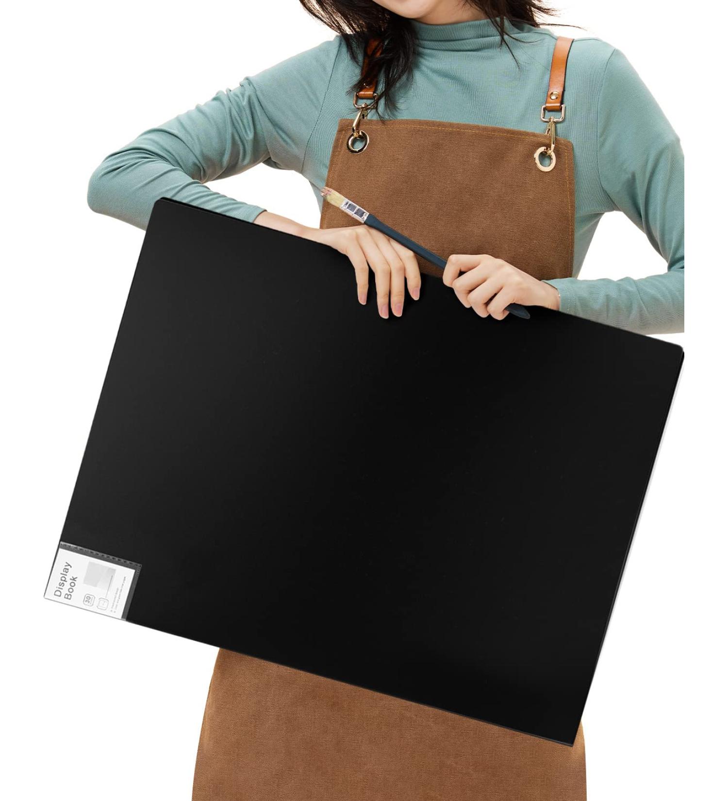Folder with Plastic Sleeves 1 Pack 18"x24" Black Portfolio Folder for Artwork Display Book 30 Pockets 60 Page Capacity 18 24 1 - Buy Online on GoSupps.com