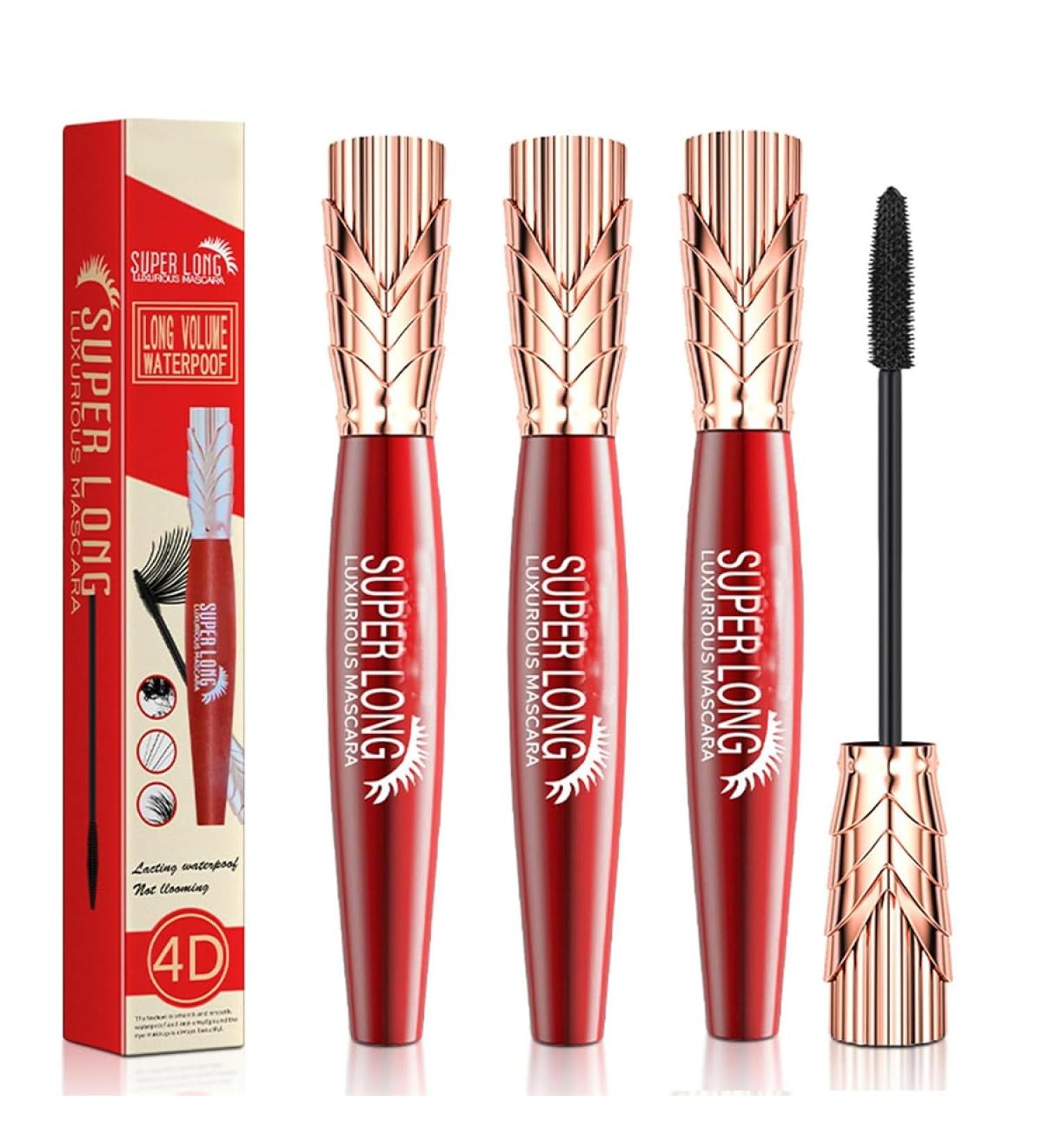 Yanqina Super Long Mascara 4d Long Curling Hold Makeup Mascara Long Lasting Curling Mascara to Build Fuller Lashes Waterproof Sweat Proof Mascara Non-Smudge (3pcs) - Buy Online on GoSupps.com