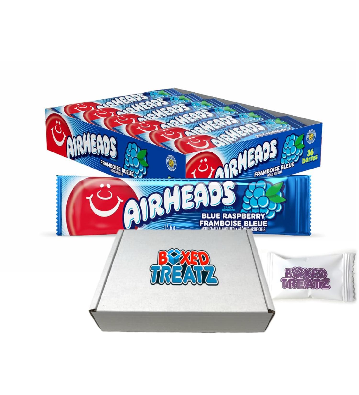 Airheads 36x15.6g Watermelon White Mystery Blue Raspberry & Cherry - Tasty & Chewy Boxed Treatz (36 Blue Raspberry) Blue Raspberry 36