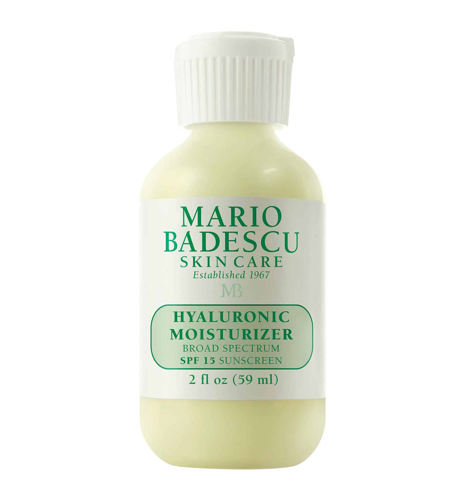Mario Badescu Hyaluronic Face Moisturizer for Women and Men with SPF 15  Ideal Facial Moisturizer for Combination  Dry or Sensitive Skin  Sesame Seed Oil-Infused Moisturizer Face Cream  2 Fl Oz