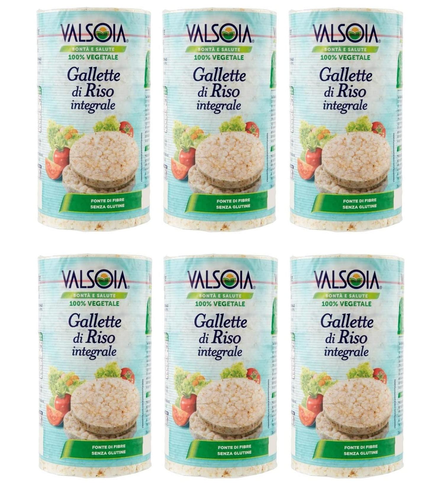 Valsoia Integrali Pack of 6 whole grain rice cakes 100% vegetable crunchy gluten free 100 g - Buy Online on GoSupps.com