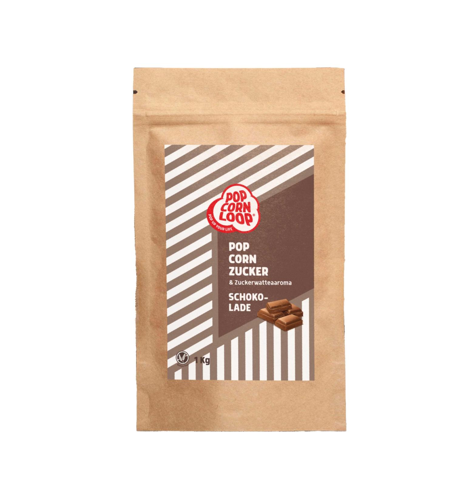 Popcornloop popcorn sugar chocolate 1000g sugar aroma perfect for sugar candy and popcorn for preparing at home sweet premium sugar aroma chocolate xl