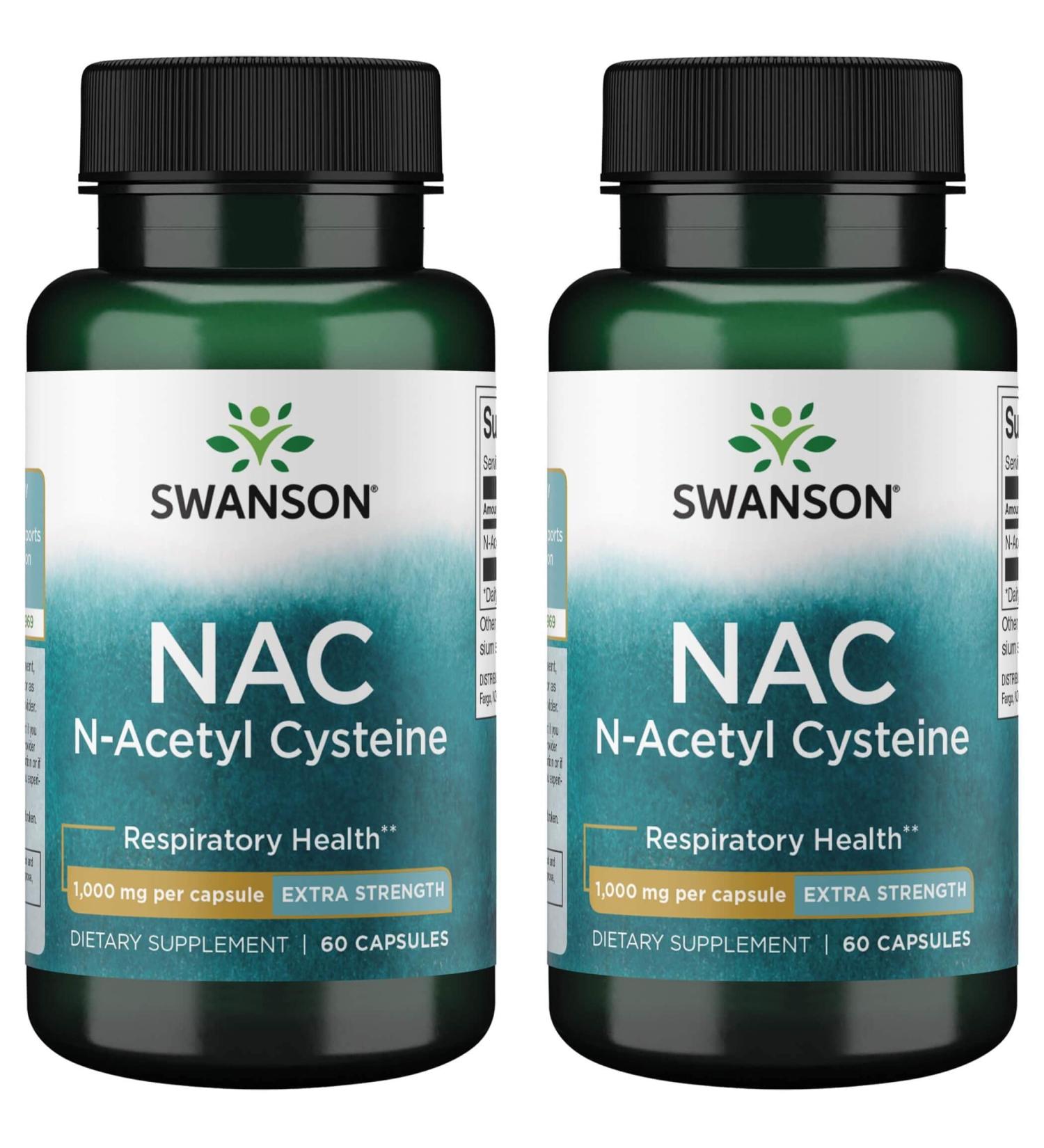 Swanson NAC N-Acetyl Cysteine 1000mg - Antioxidant & Liver Support (2 Pack) - Buy Online on GoSupps.com