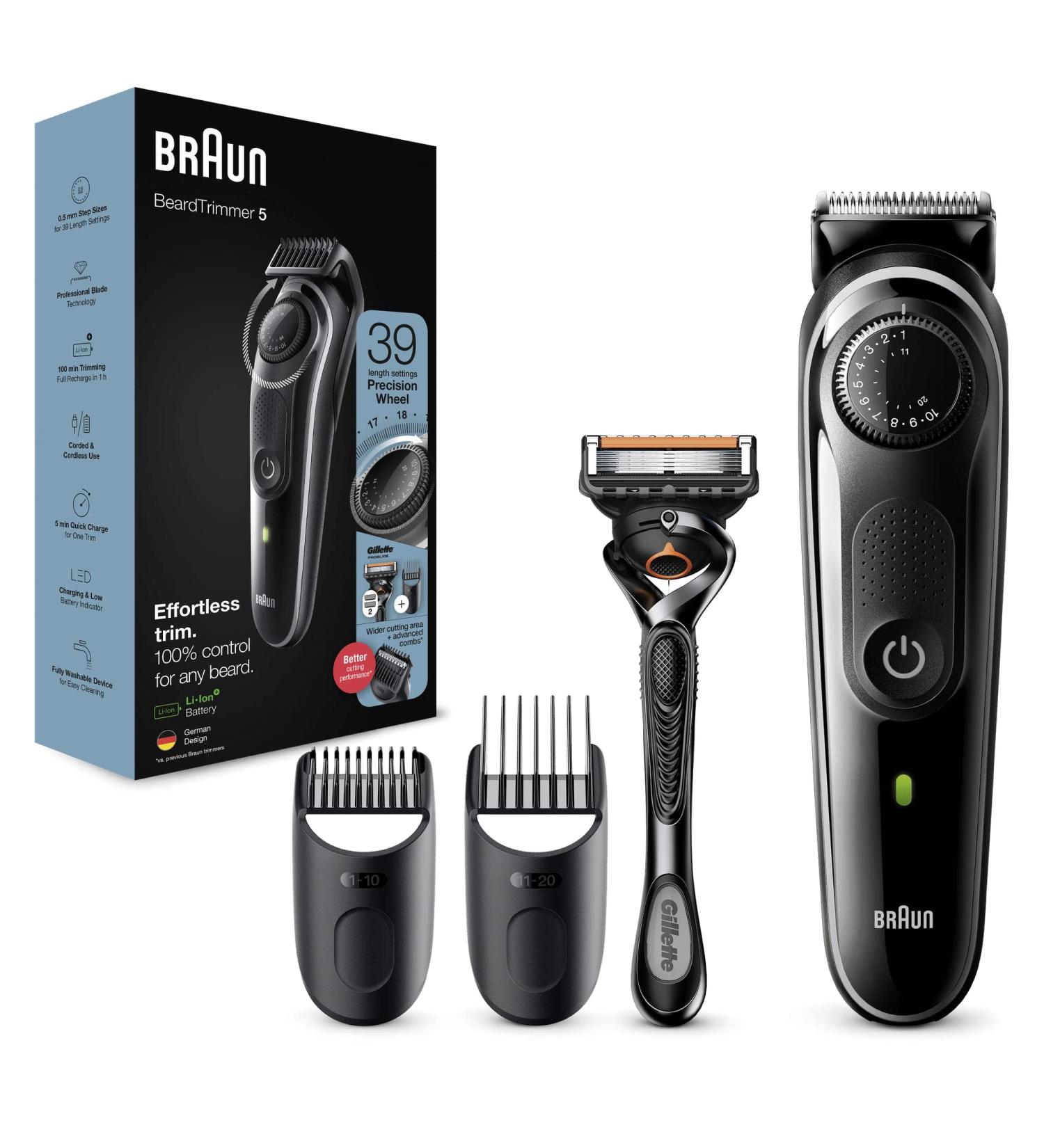 Procter Gamble Braun Beard Trimmer 5 Trimmer for Men Hair Clipper for Hair and Face for Men Lifelong Sharp Blades Trimmer for Men 39 Length Settings BT5342 BlackGray - Buy Online on GoSupps.com