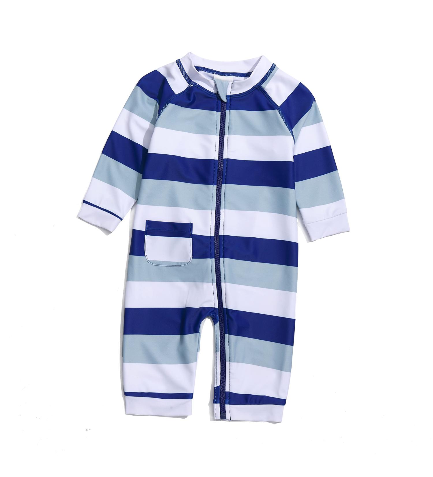 BONVERANO Baby Boys Swimsuit | UPF 50+ Sun Protection | Full-Length Zipper | 2 Years Blue White - Buy Online on GoSupps.com