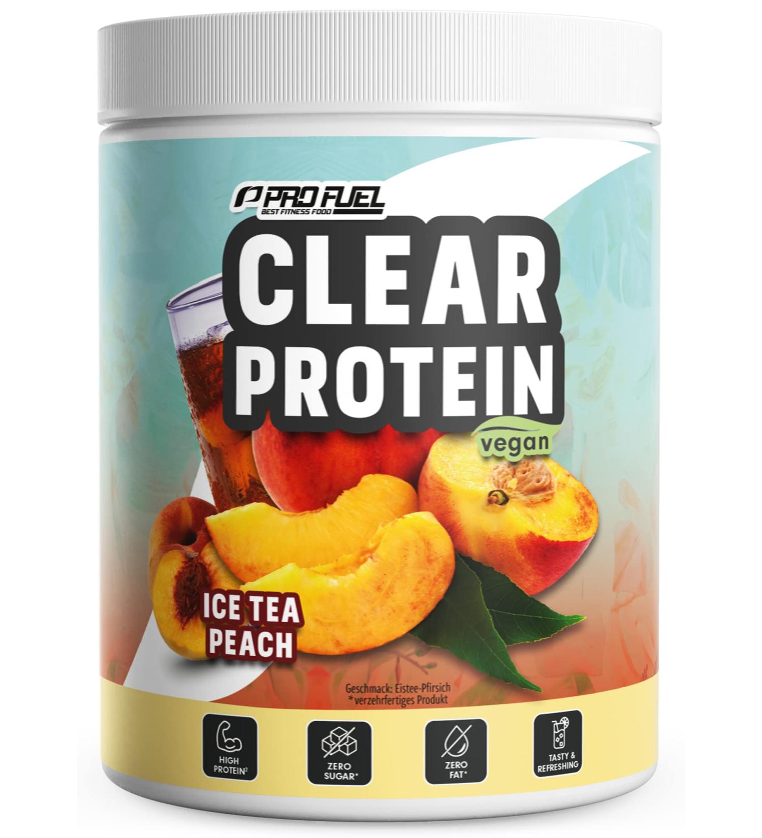 Clear Protein Vegan 360g - Delicious Peach Iced Tea | High-Quality Pea Protein - 56% Protein | Refreshing Vegan Clear Whey Protein Drink - Buy Online on GoSupps.com