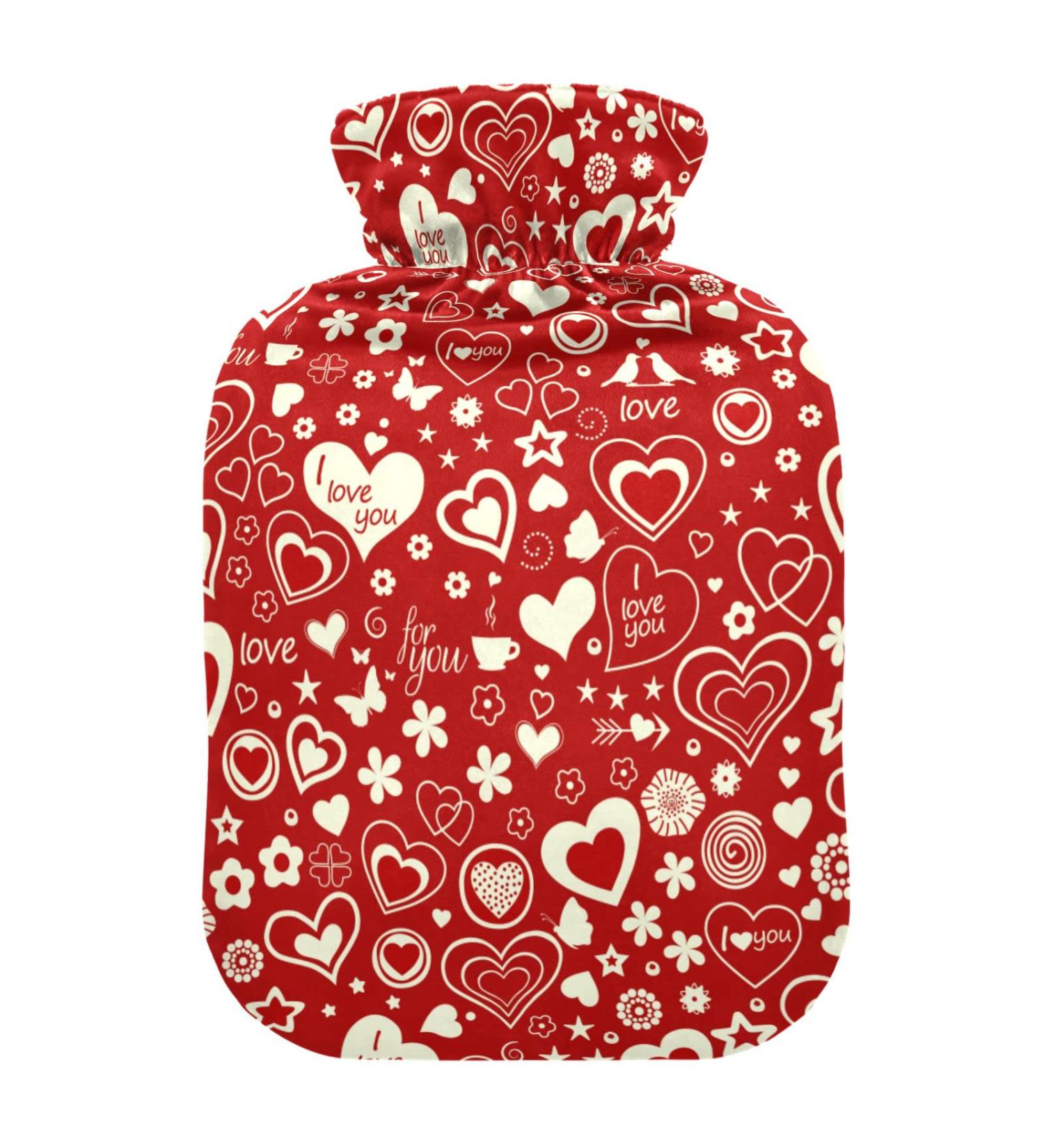 Hearts Valentine's Day Hot Water Bottle | 1L Hot Pack for Pain Relief | Perfect Gift for Adults - Buy Online on GoSupps.com