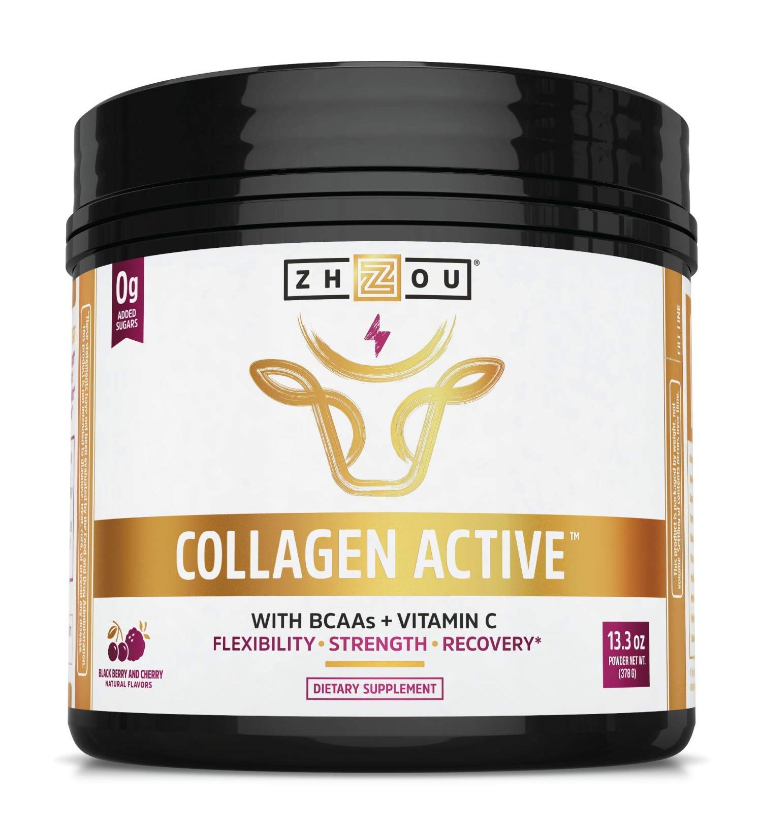 Zhou Nutrition Collagen Active - Blackberry Cherry 13.8 oz (378g) - Support Healthy Skin & Joints - Buy Online on GoSupps.com